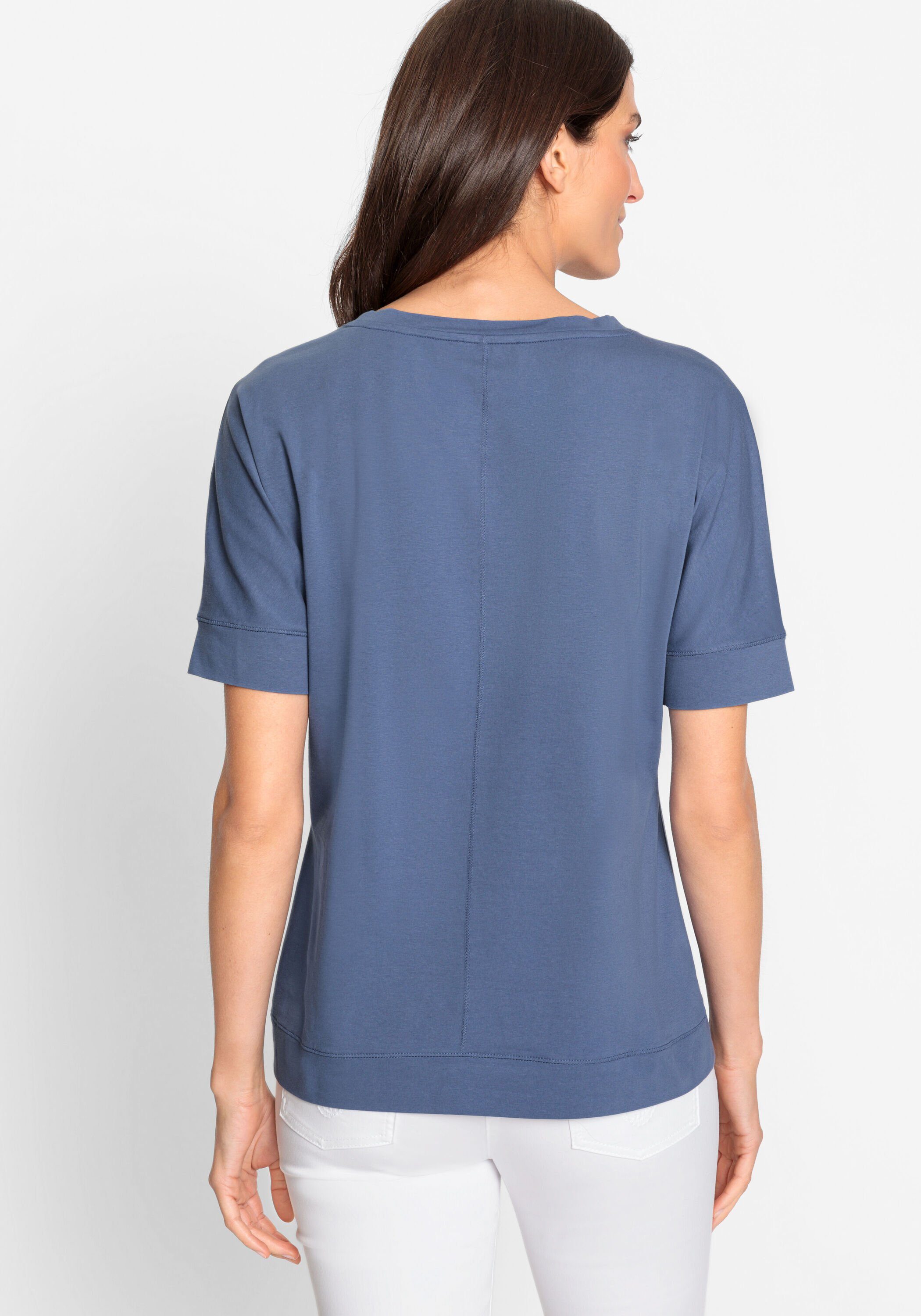 Olsen Rundhalsshirt mit weitem Schnitt Blue Ibiza