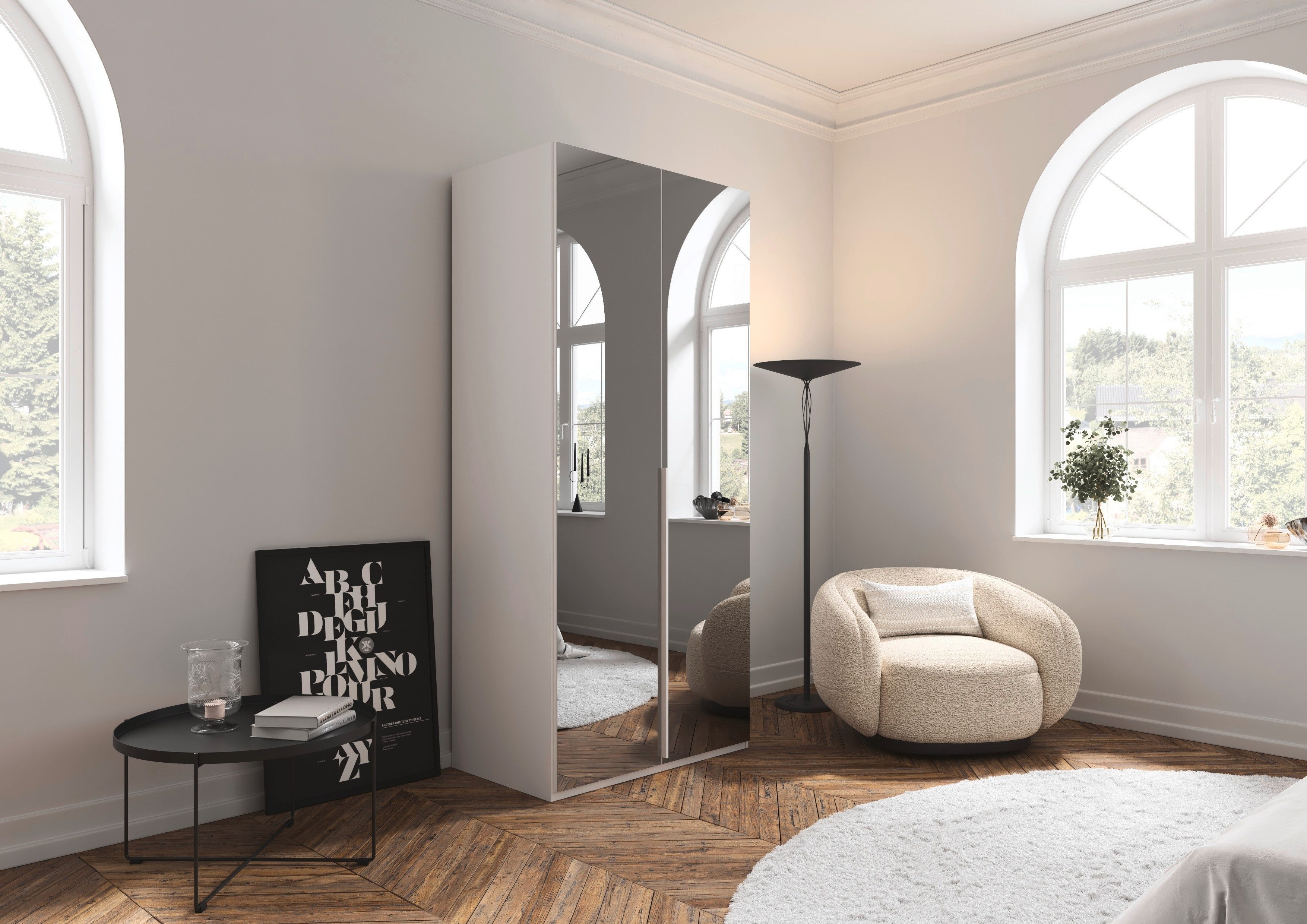 LeGer Home by Lena Gercke Kleiderschrank Schrank Garderobe Ankleide Schlafzimmer Flur SERINA Eyecatcher (3 verschiedene Ausstattungen BASIC/CLASSIC/PREMIUM (inkl. SOFT-CLOSE) in 6 Breiten (101 - 401 cm) mit Front Glas oder Dekor MADE IN GERMANY
