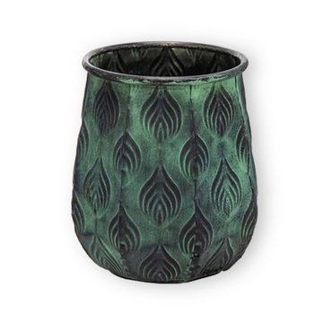 colourliving Blumentopf Pflanztopf Zinktopf Cauldron Serie Green 3er-Set (3 St), langlebig, dekorativ, handbemalt