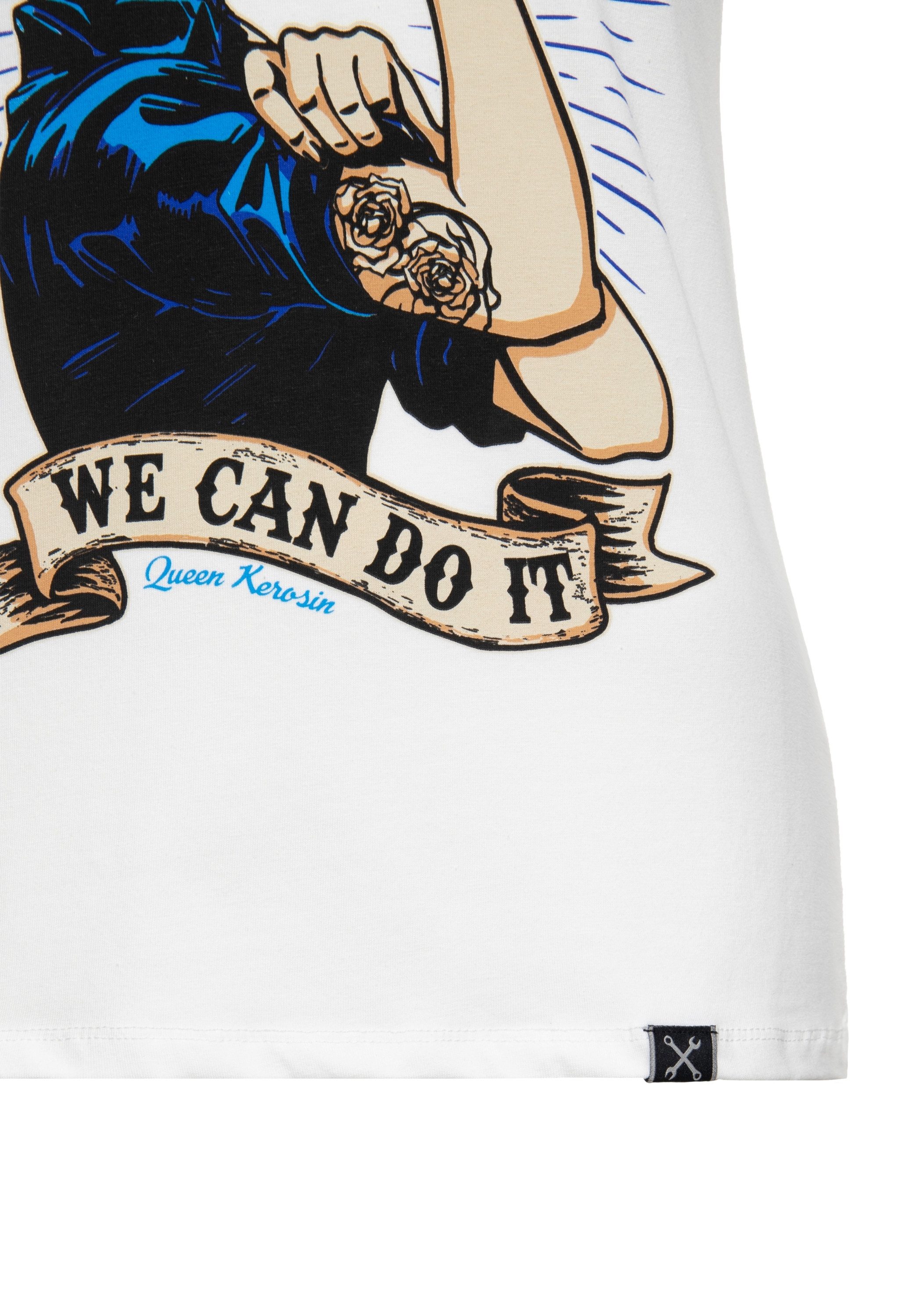 QueenKerosin Print-Shirt We can do it mit großem Vintage Druck vorne – Bild 4 von 5