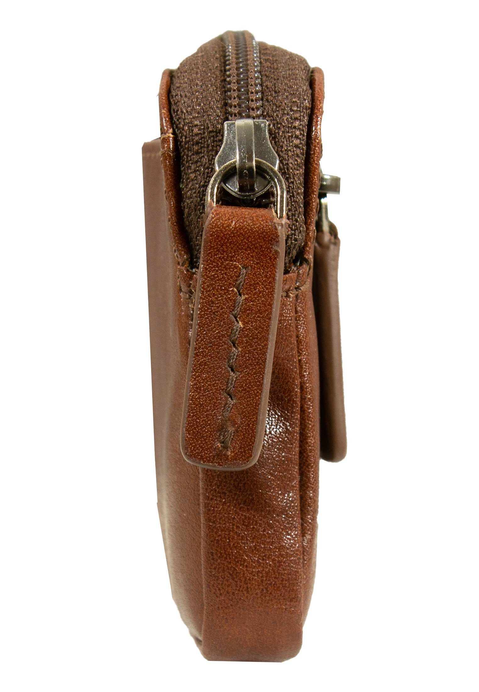 Büffel palisandro COUNTRY Zipper, Rindleder hochwertigem Schlüsseltasche Schlüsseletui Braun M aus