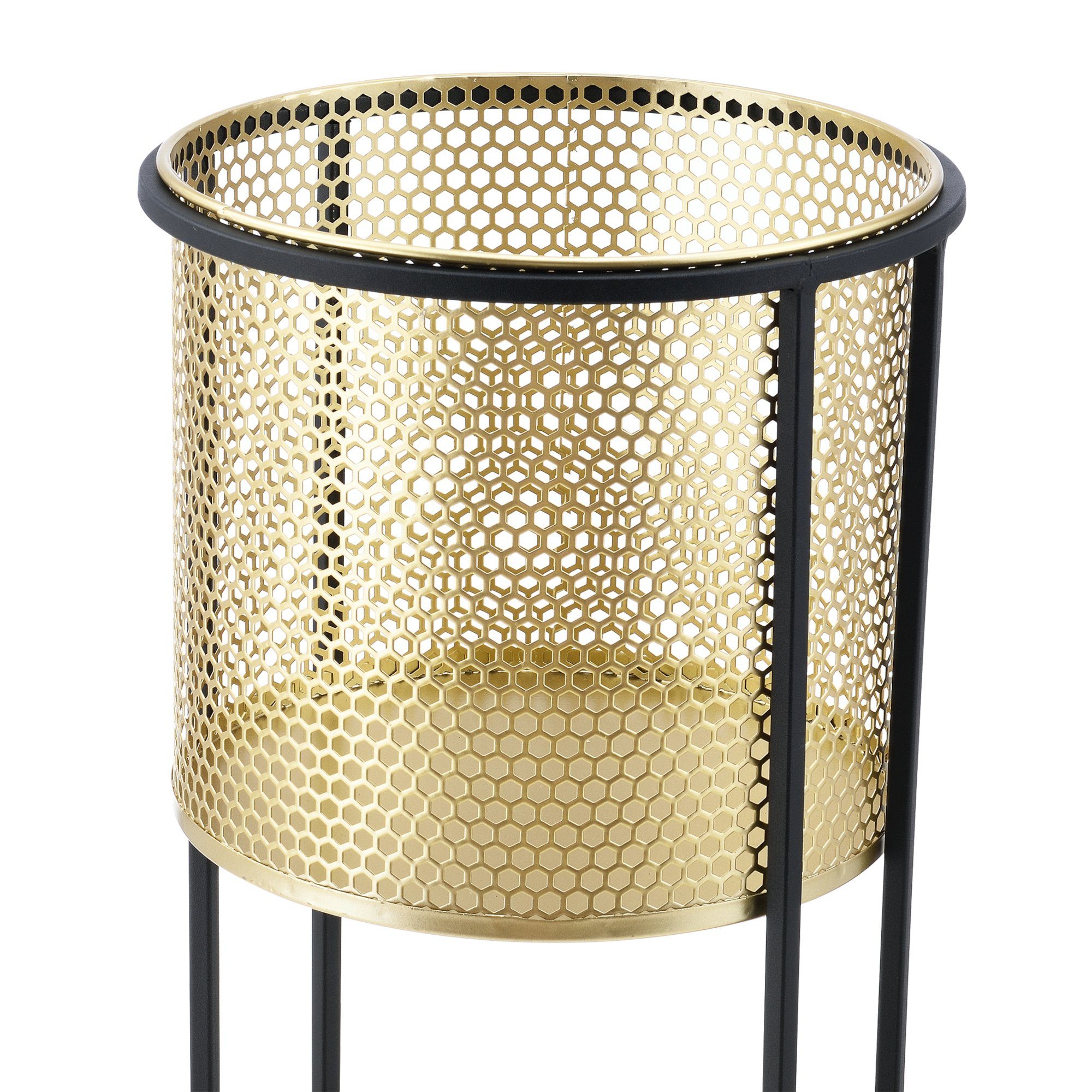 en.casa Blumenständer (Set, 2er), »Malmedy« Pflanzenständer 2er Set Metall Goldfarben/Schwarz