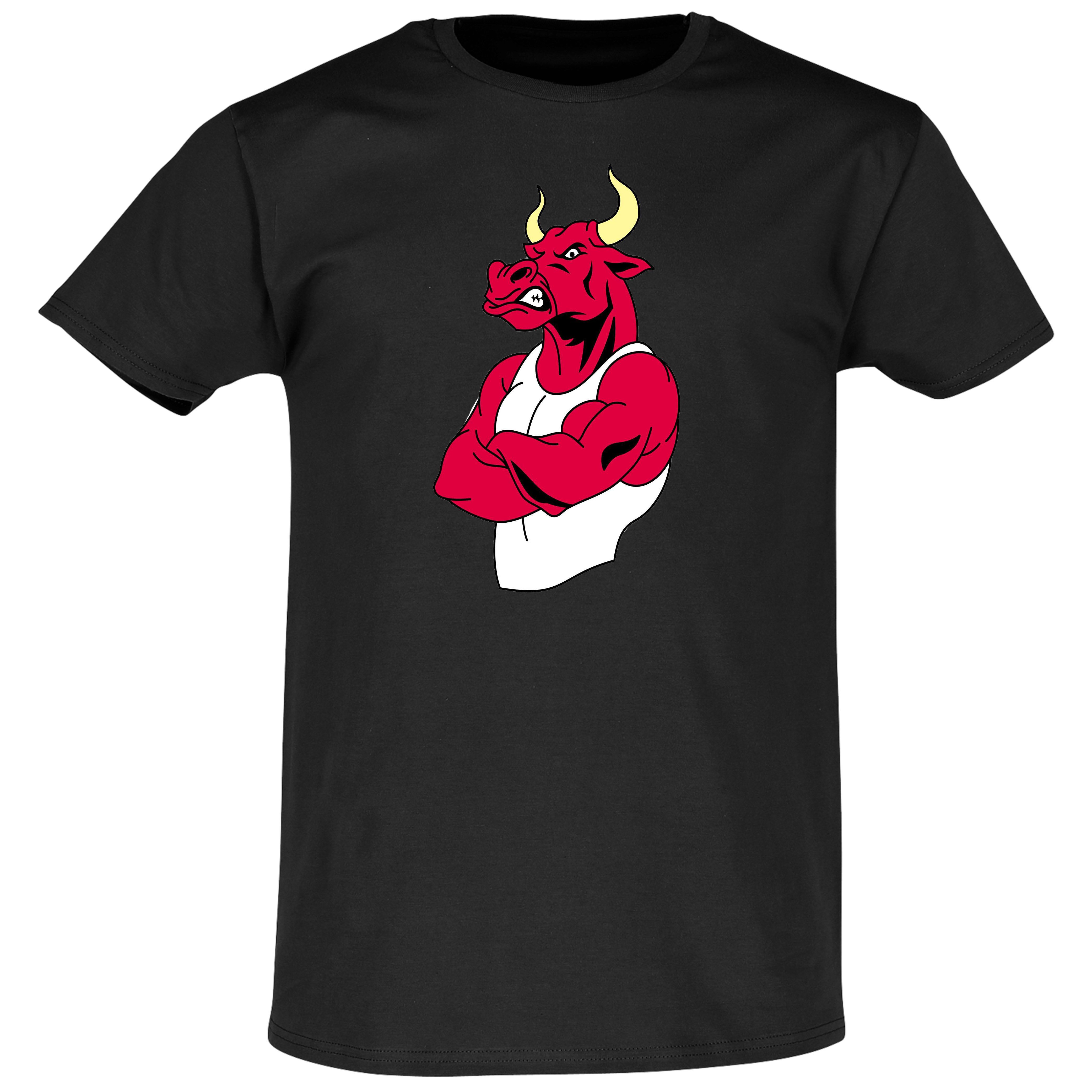 Baumwolle Stier 100% T-Shirt Banco Schwarz mit Unterhemd Roter