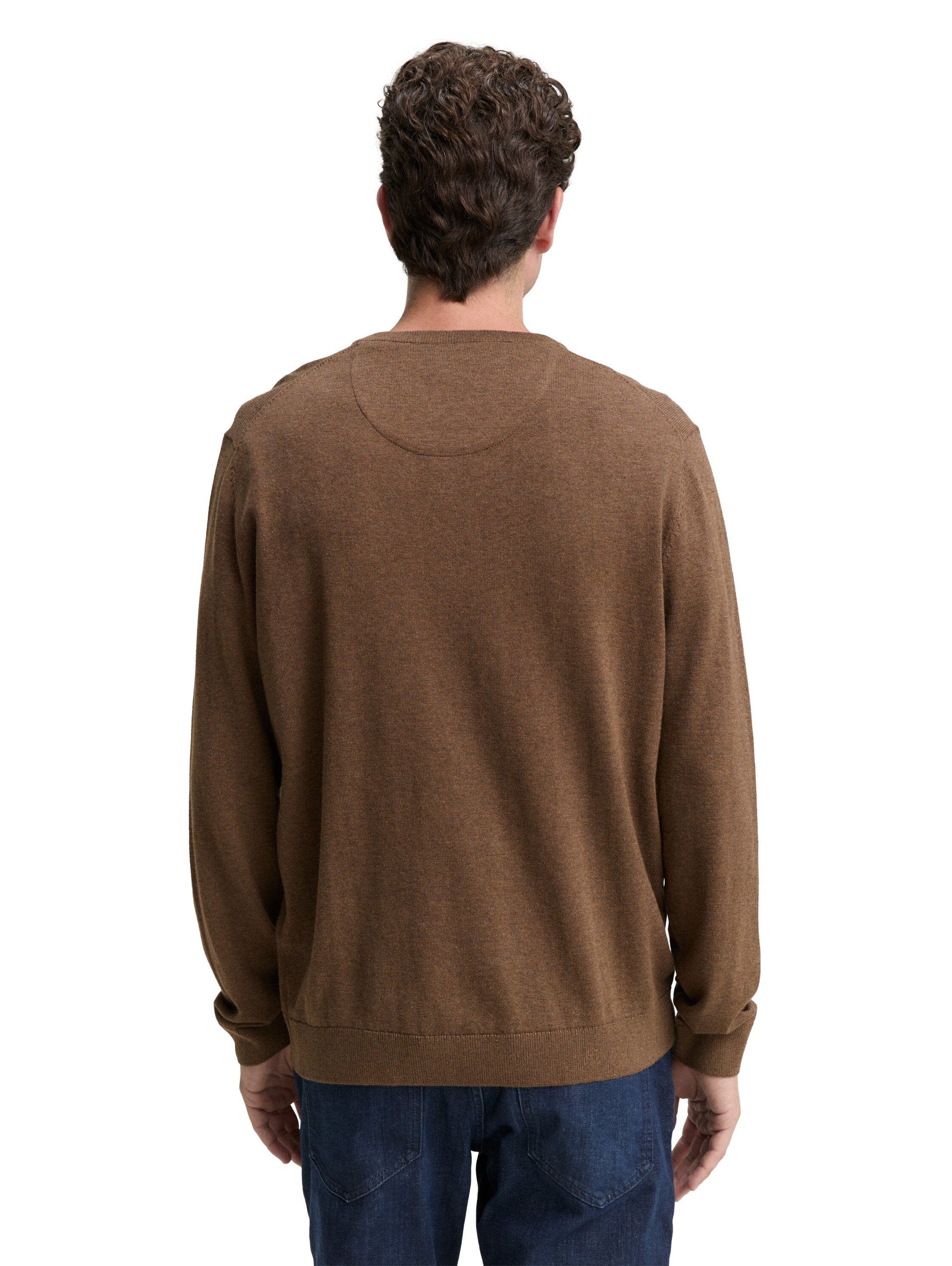 TOM TAILOR V-Ausschnitt-Pullover mit kleiner Logo-Stickerei günstig online kaufen