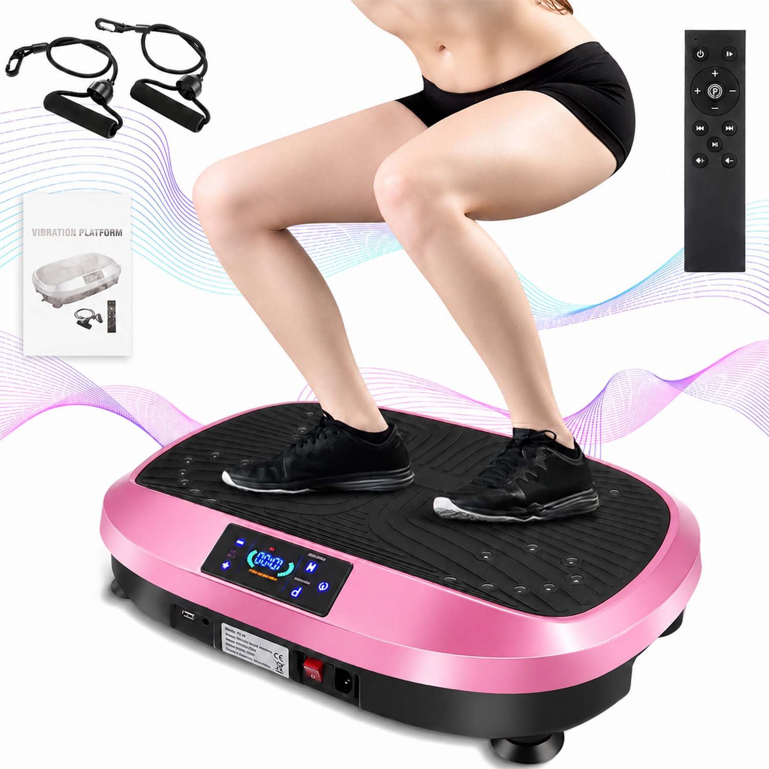 kehot Vibrationsplatte Vibrationsboard für Ganzkörpertraining mit LCD-Display,Expanderbändern, 200,00 W, 120 Intensitätsstufen, (1), 200W Motor, 120 Intensitätsstufen, 3 Vibrationszonen