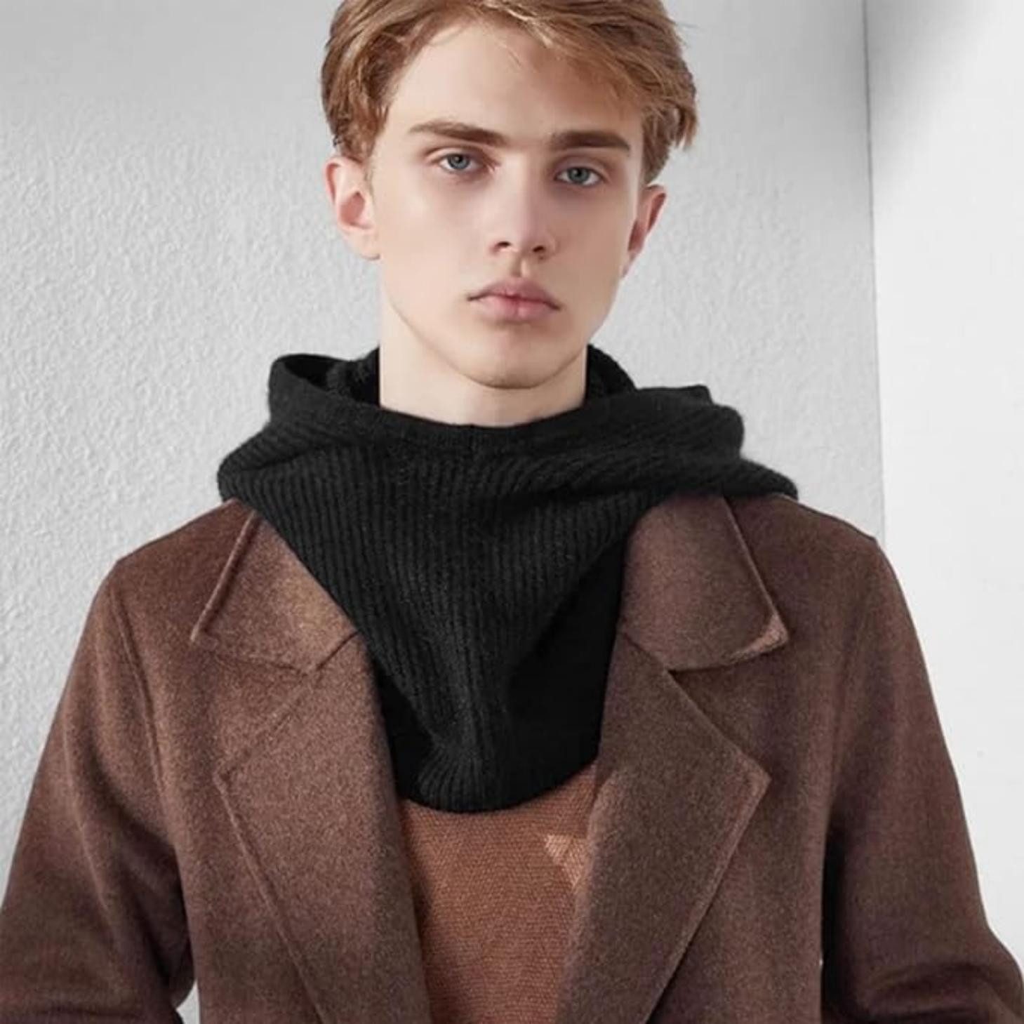 Oemmn Strickmütze Mütze Damen Winter, Strickmützen Warme Kapuzen Schal – Bild 3 von 5