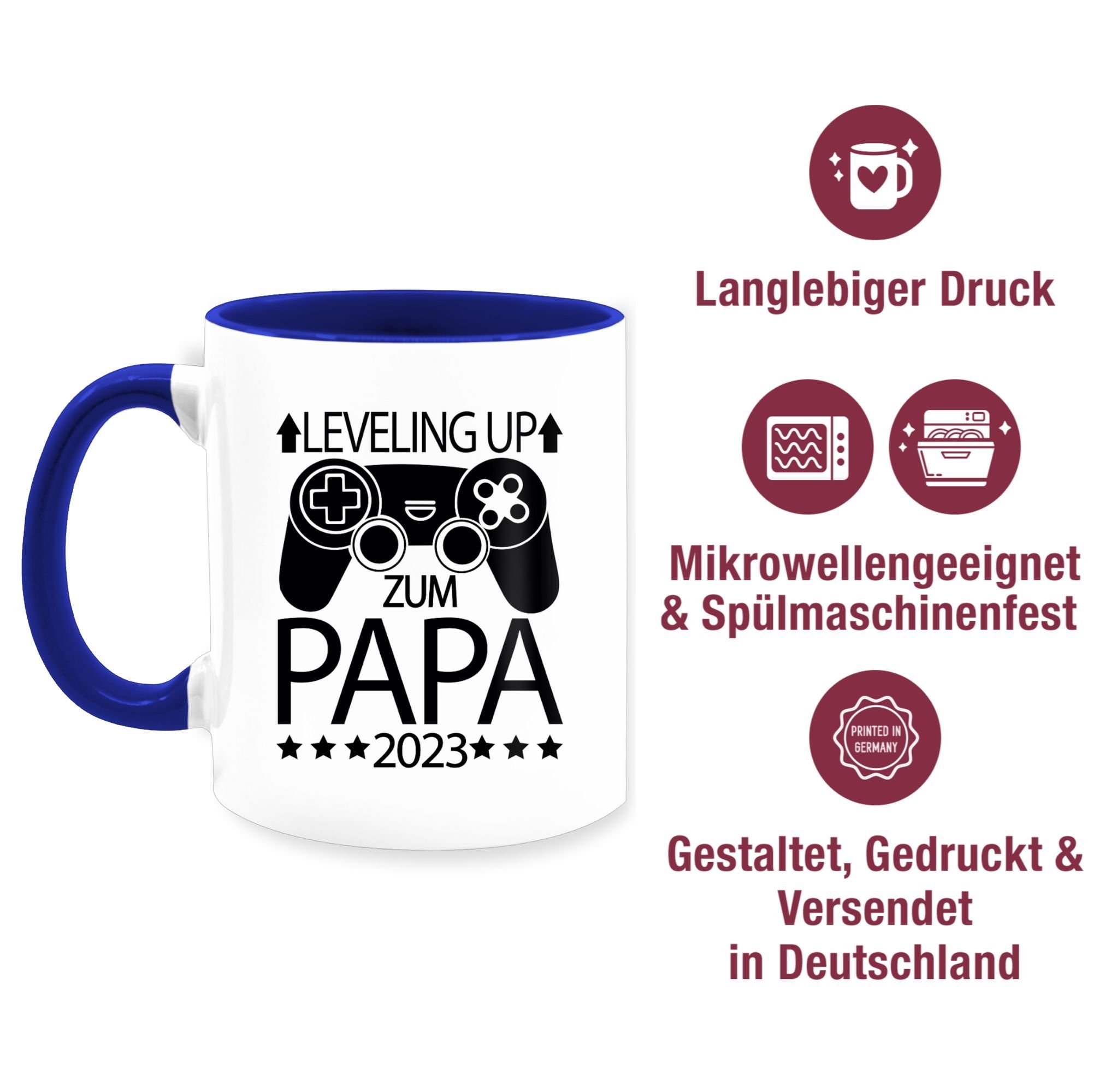 Controller 2023 Shirtracer Papa up Keramik, Dunkelblau Leveling - Kaffeetasse Geschenk schwarz, mit zum Vatertag Tasse 3