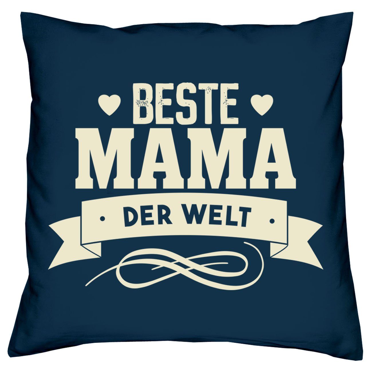 Welt Weihnachtsgeschenk Bester Dekokissen Soreso® der Mama Welt der Papa mit Kissen-Set Eltern für Beste navy-blau Urkunden,