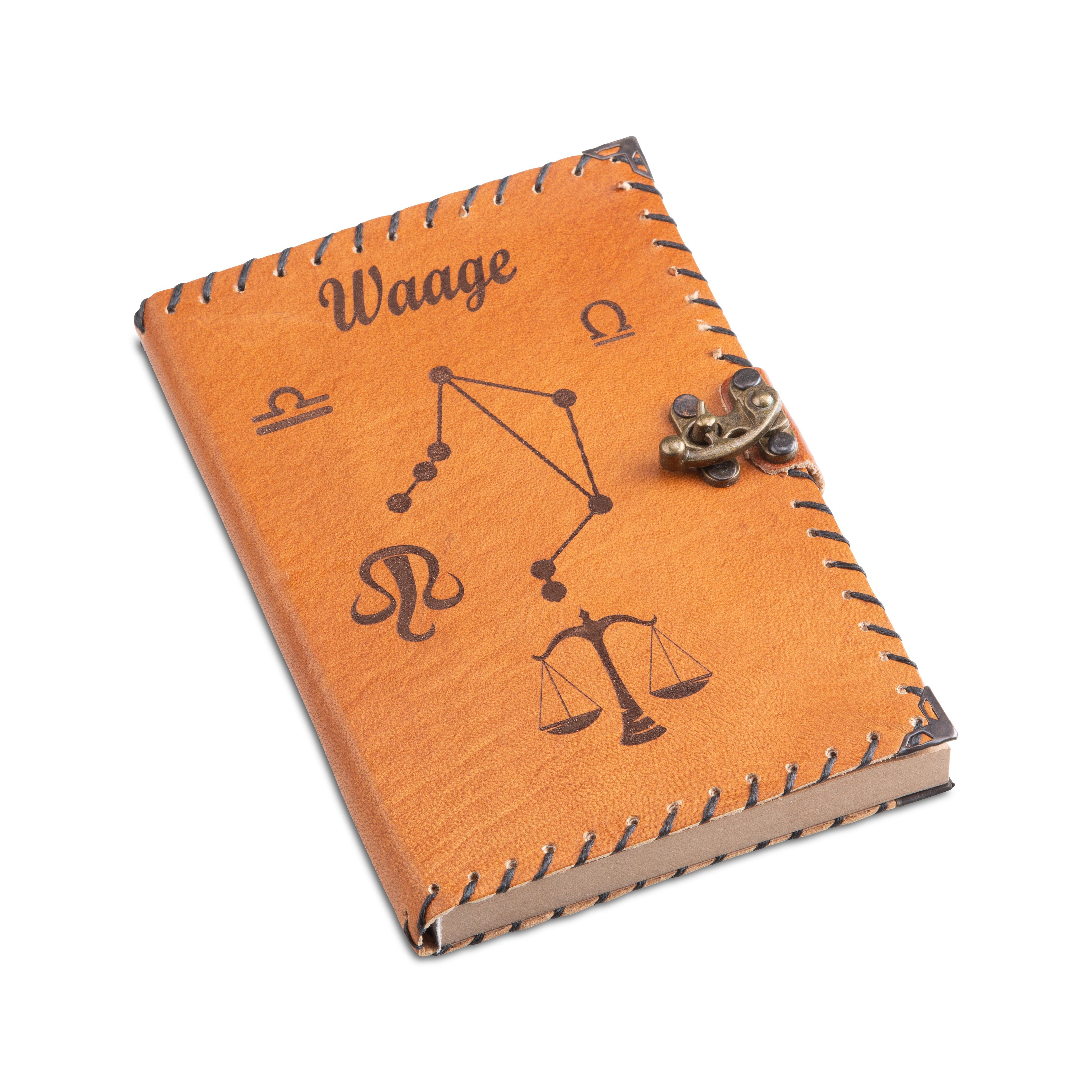 QUAMOD Tagebuch Notizbuch Tagebuch aus echtem Leder (12 Sternzeichen Design) Journal, Handgefertigt