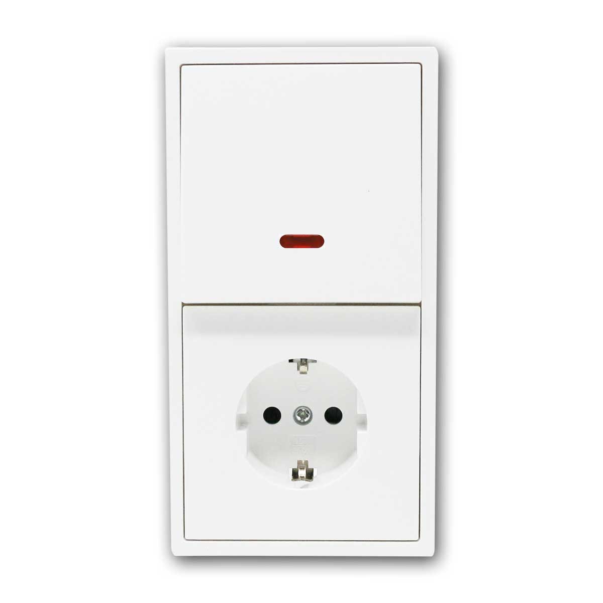 McPower Set "Tür4" SHALLOW weiß Kontrolls+Steckd m Rahmen Unterputzschalter