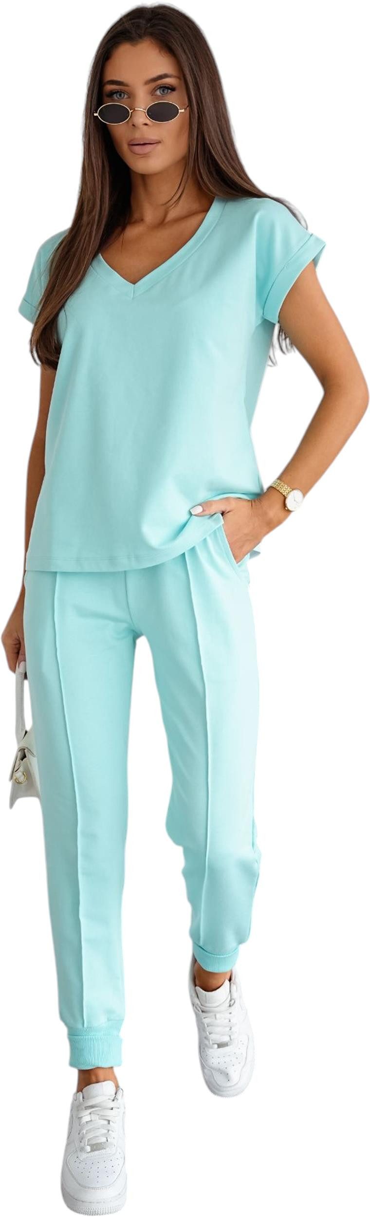 EloModa Jogginganzug Damen Freizeitanzug Jogginganzug Baumwoll-Trainingsanzug Homewear, (2-tlg), MADE IN EU