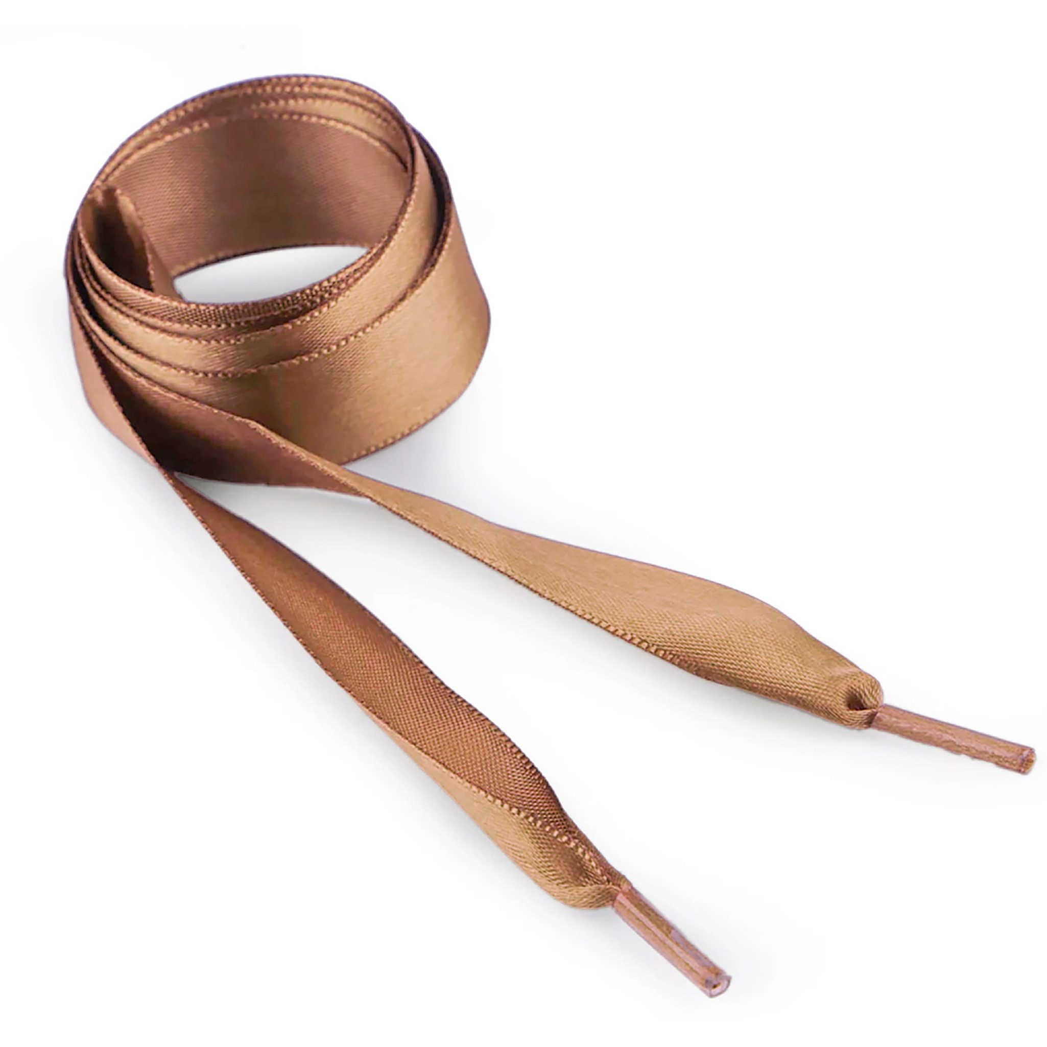 maDDma Schnürsenkel 1 Paar Schnürsenkel Satin 110cmx19mm Bekleidungskordel Kordel, 110 x 1.9 cmhellbraun
