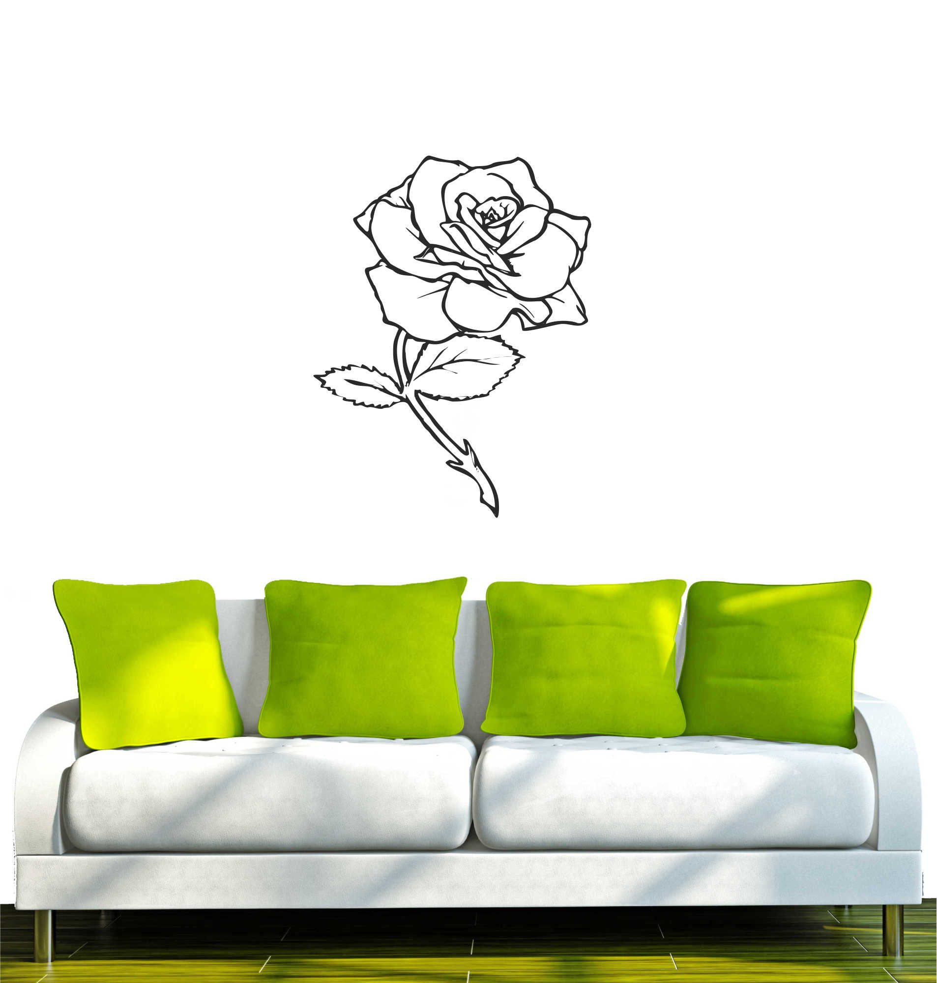 INDIGOS UG Wandtattoo Wandtattoo - Wandaufkleber - w037 Rose Rosen Deko Wandaufkleber