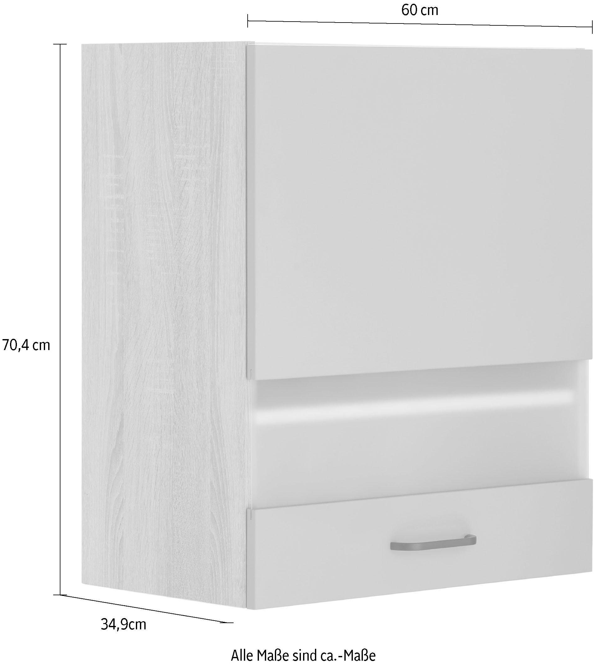 cm OPTIFIT weiß/weiß mit 60 Soft-Close-Funktion Breite Elga und | Glashängeschrank Metallgriff, weiß