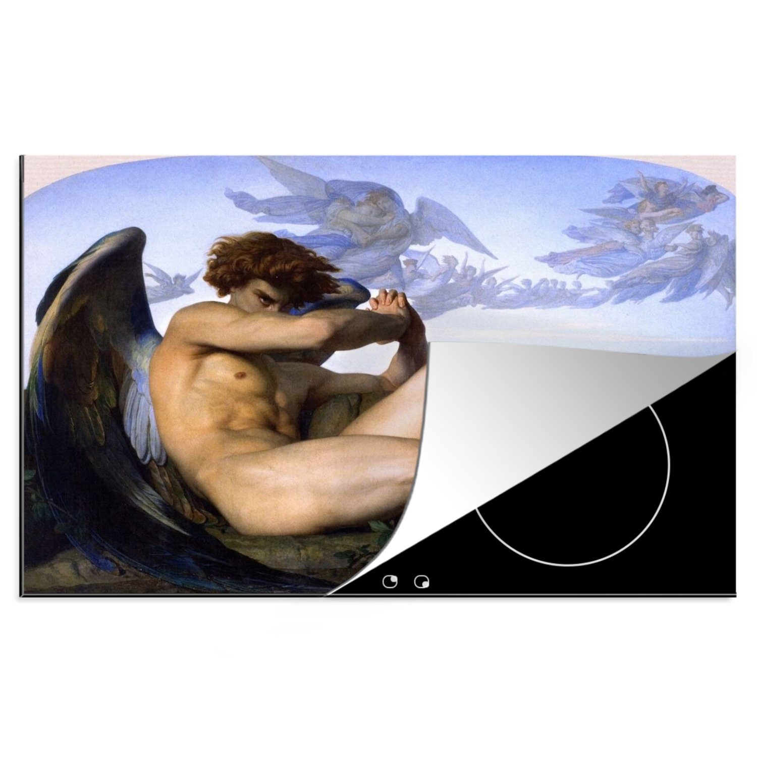 MuchoWow Herdblende-/Abdeckplatte Gefallener Engel - Gemälde von Alexandre Cabanel, Vinyl, (1 tlg), 81x52 cm, Induktionskochfeld Schutz für die küche, Ceranfeldabdeckung