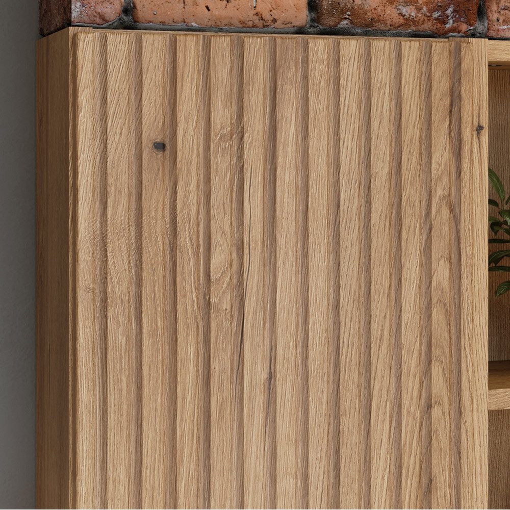 Lomadox Hochschrank NEWPORT-56-EVOKE 30 cm breit mit 2 Türen, Eiche mit gerillter Front – Bild 4 von 5