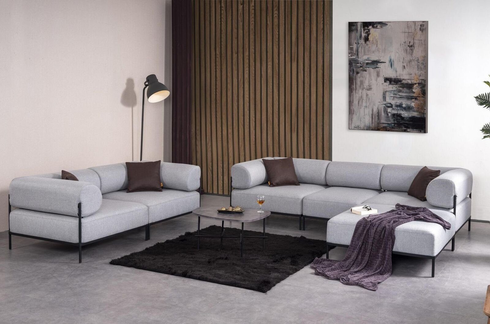 Garnitur L-Form JVmoebel (6-St., Zweisitze, Ecksofa, Ecksofa in Sofa Polstermöbel Made Sofa), Wohnzimmer-Set Wohnzimmer Europa