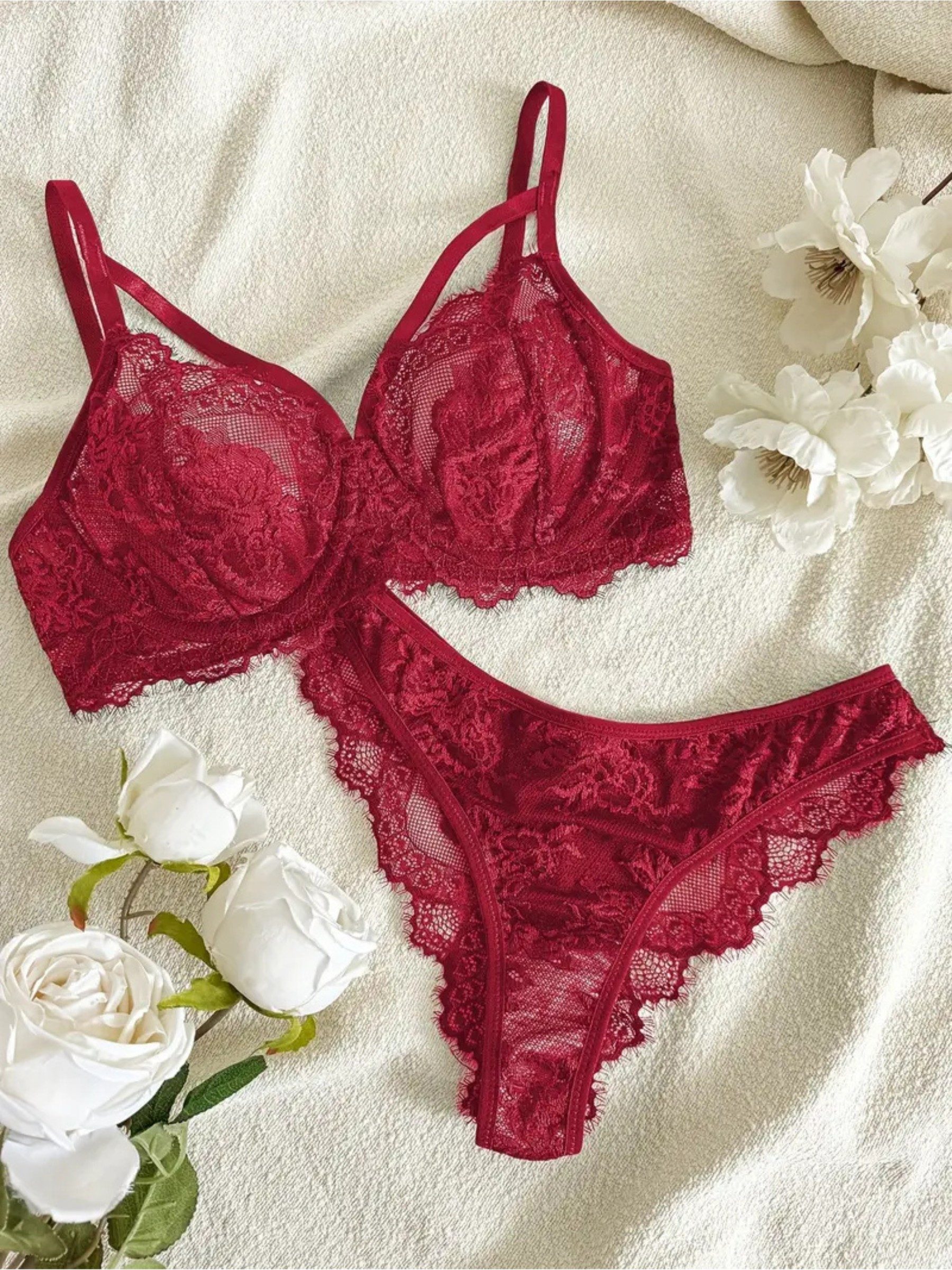 Set: Bügel-BH Elegante Reizwäsche – Sexy Dessous-Set mit feiner Wimpernspitze