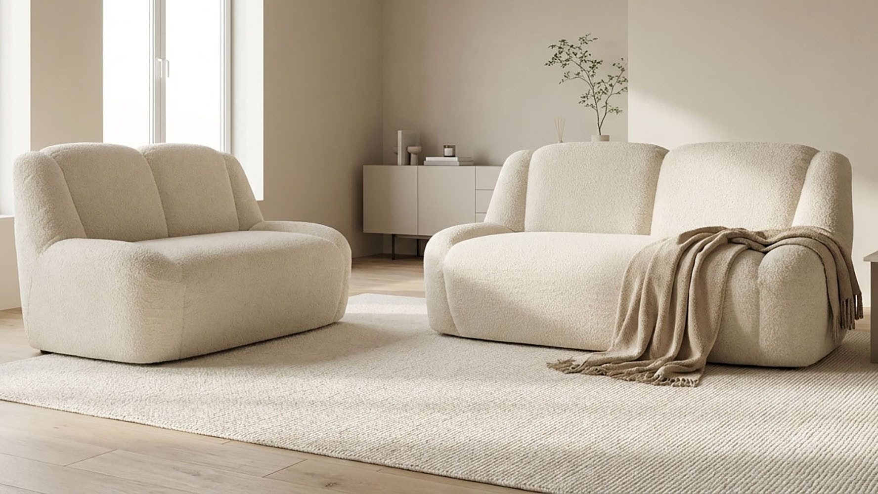 DOMO collection Polstergarnitur Ryos, 2-Sitzer und 2,5-Sitzer, organische Form, (Set, 2-tlg), skulpturale Opik, cozy chic