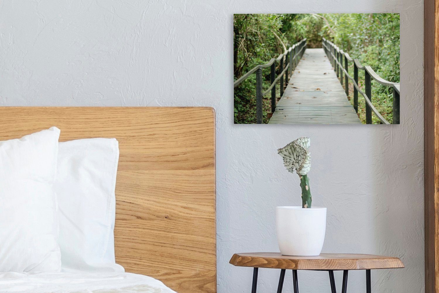 Leinwandbilder, Leinwandbild cm Wandbild des Brücke St), (1 Cahuita-Nationalparks, OneMillionCanvasses® im alte Die Aufhängefertig, Wanddeko, 30x20 Dschungel