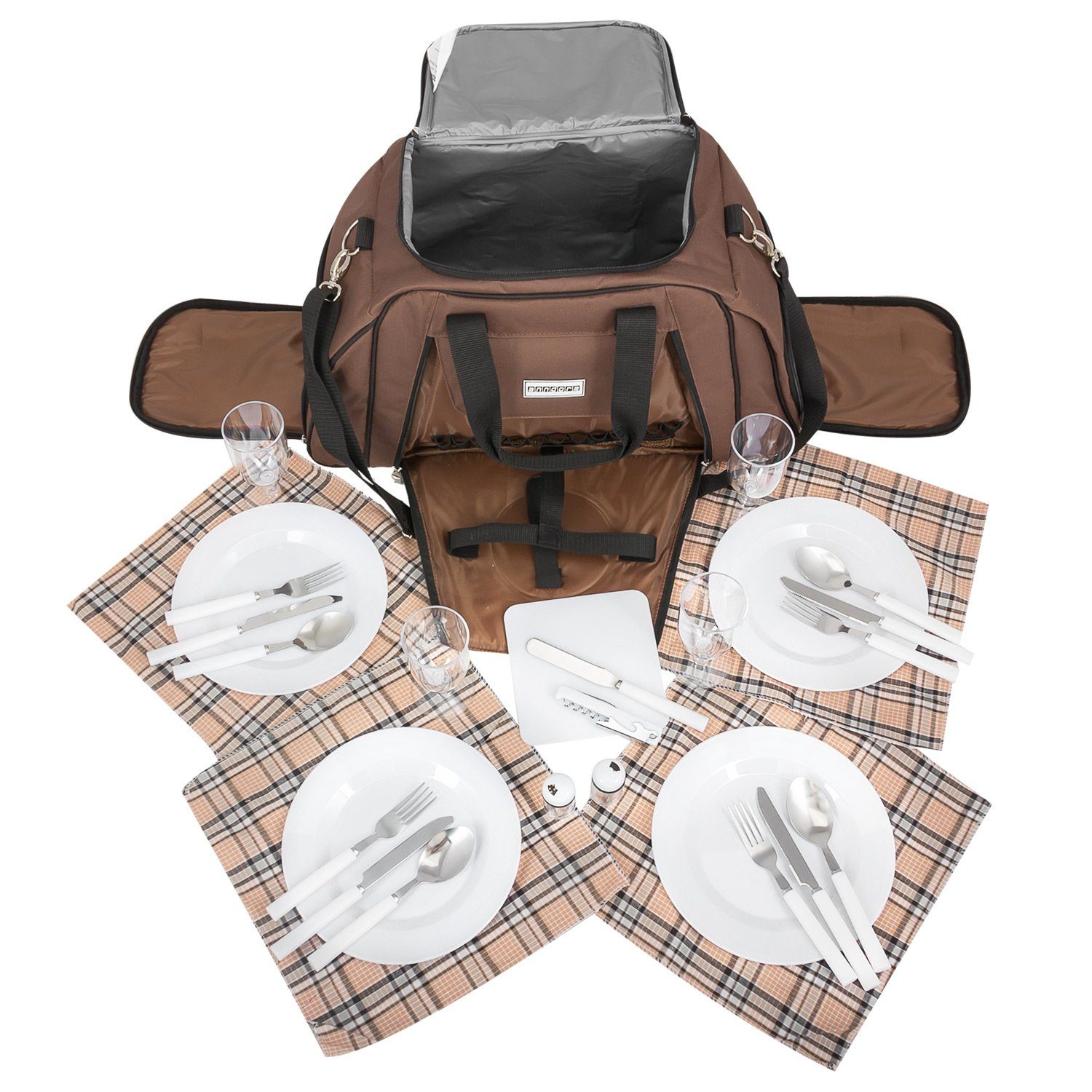 Picknickkorb Picknicktasche für 4 Personen 29-teilig