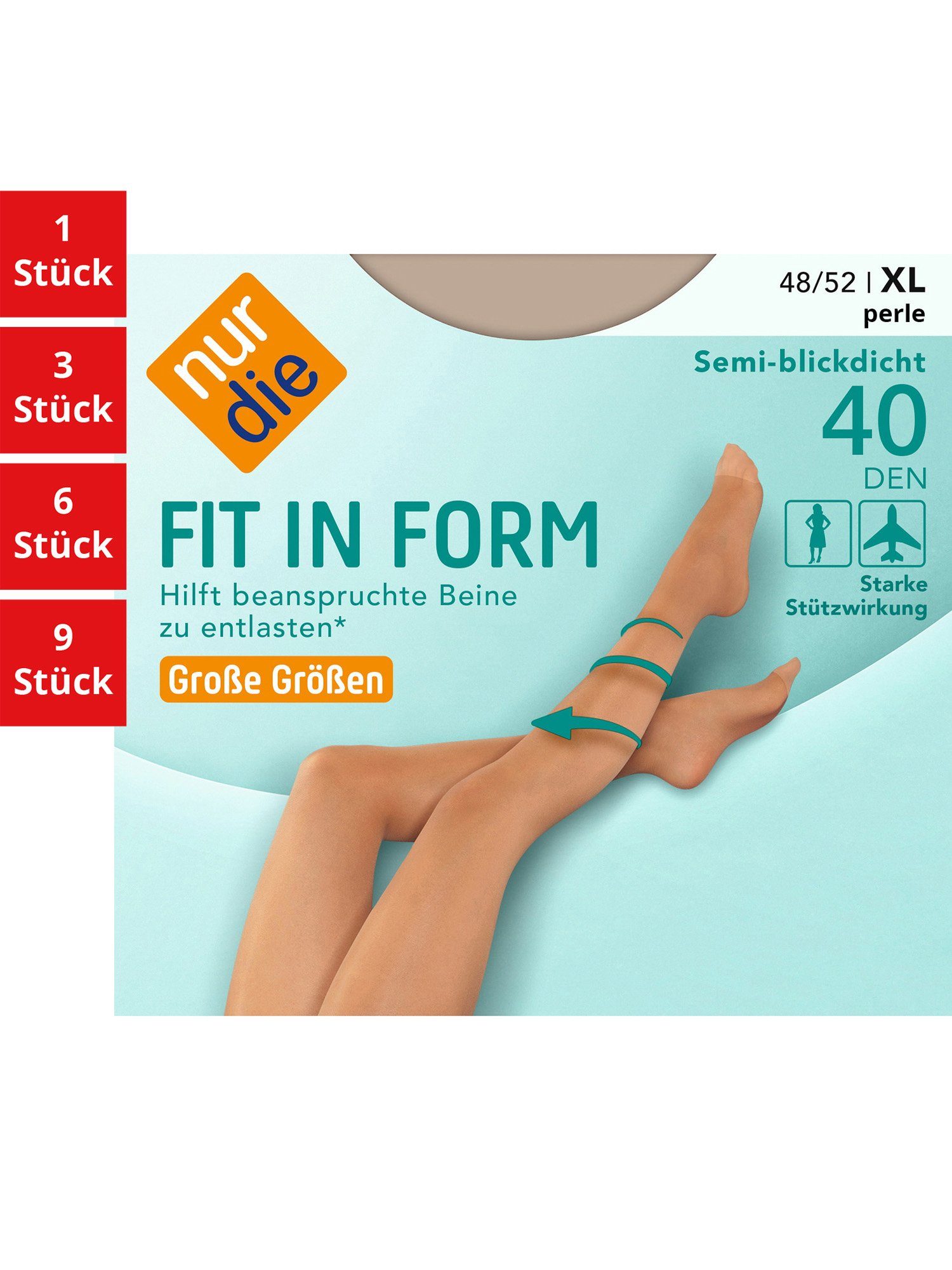 Nur Die Feinstrumpfhose Fit in Form Große Größen 40 DEN Damen (1er/3er/6er/9er Pack 9 St) nylon semi-transparent Fein-strumpfhose durchsichtig frauen multi-pack