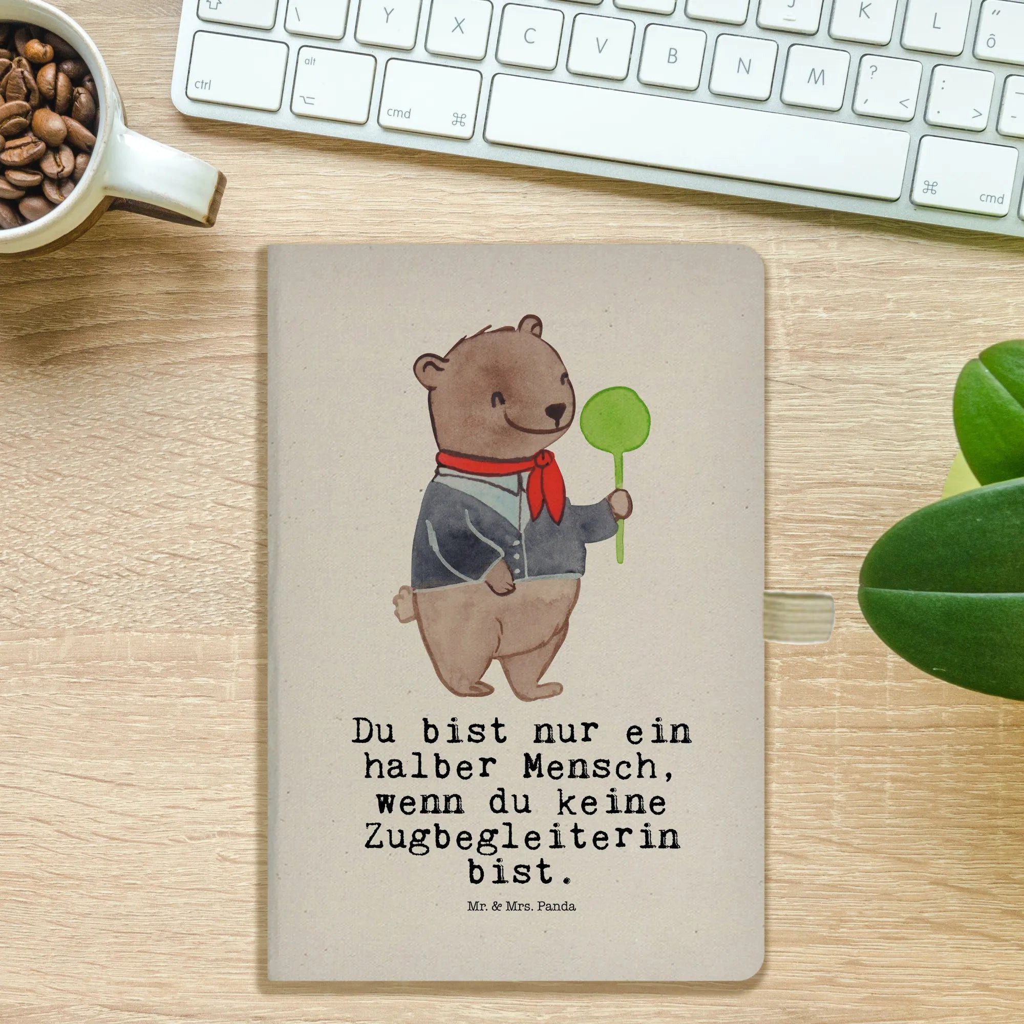 Thumbnail - Mr. & Mrs. Panda Notizbuch Zugbegleiterin Herz - Transparent - Geschenk, A5 Notizbuch Mit Spruch Mr. & Mrs. Panda, Kreat...