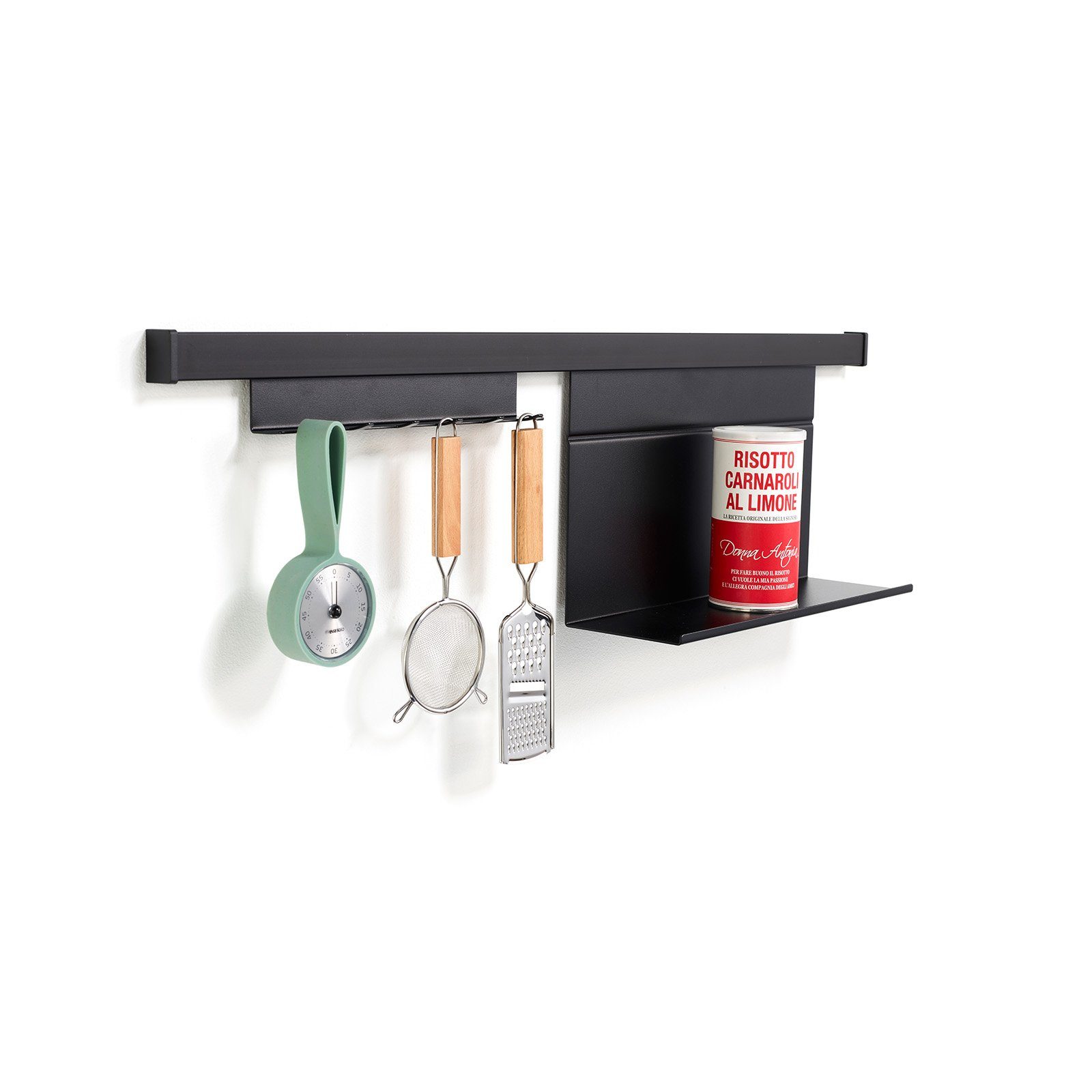 Kesseböhmer Küchenorganizer-Set Linero MosaiQ EasyLine Küchenreling 600 - 1800 mm, 2er Hakenleiste