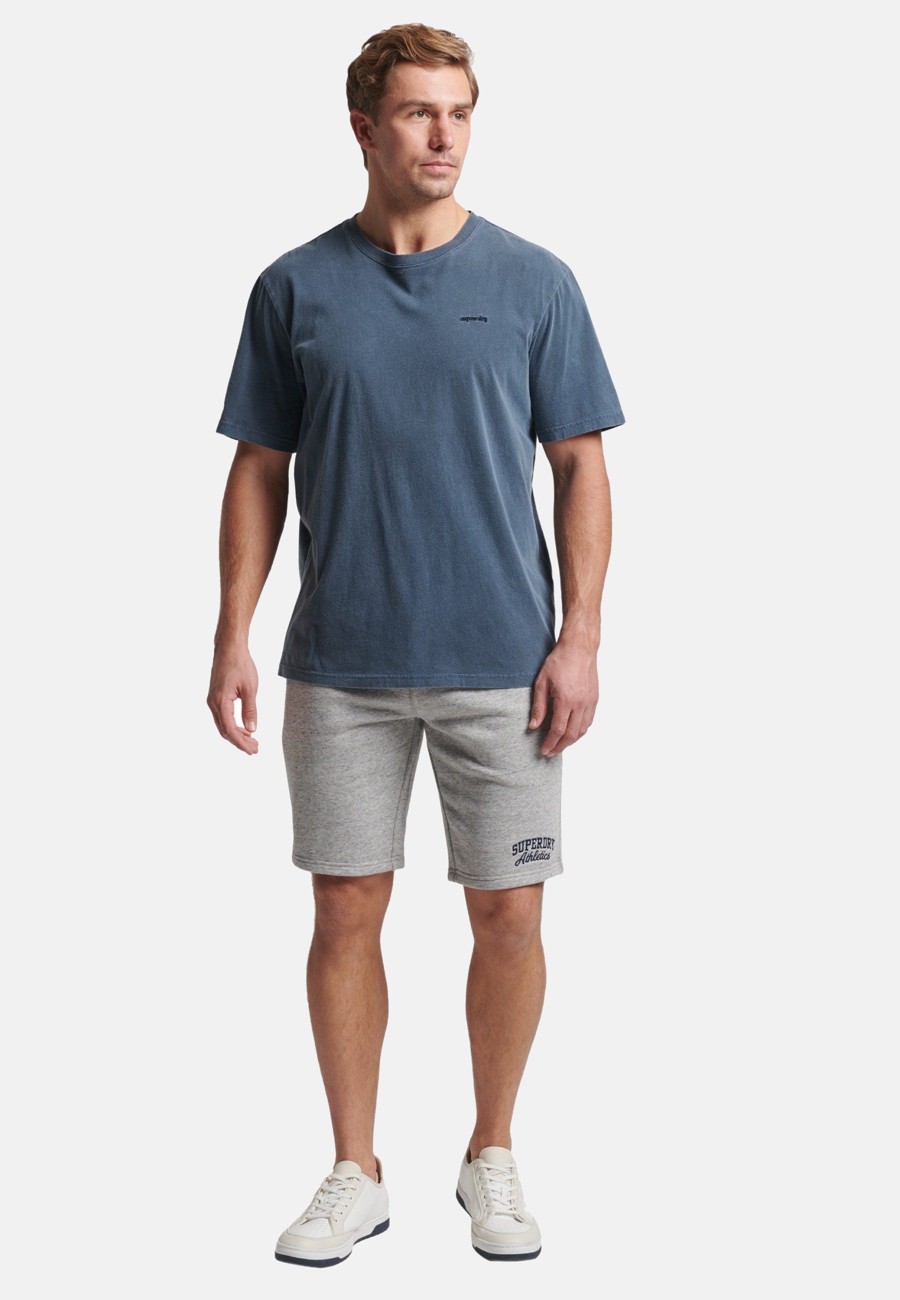 Superdry Sweatshorts Hose Vintage Sweat-Shorts mit Logo-Stickerei grau