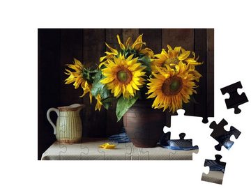 puzzleYOU Puzzle Blumenstrauß von Sonnenblumen, schönes Arrangement, 48 Puzzleteile, puzzleYOU-Kollektionen Flora, Blumen, Stillleben, Blumen-Arrangements