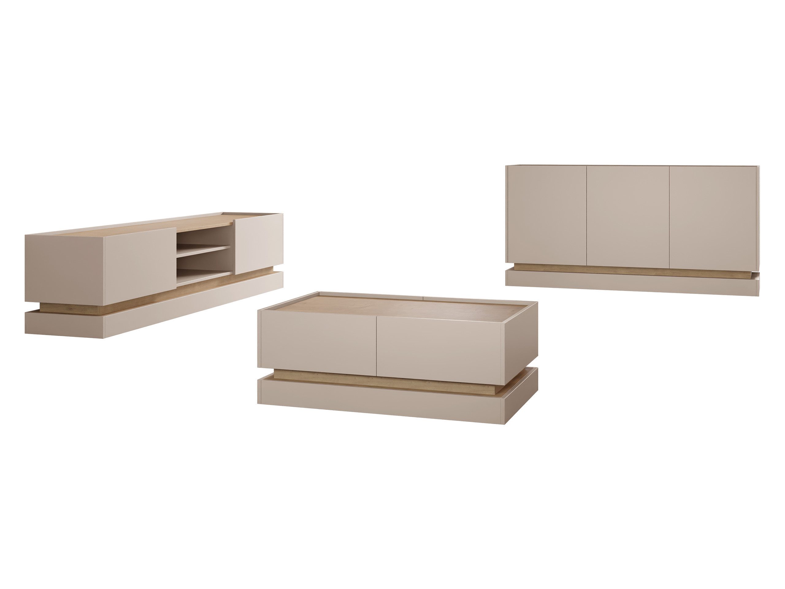 MIRJAN24 Wohnzimmer-Set Zarpant, (3er-Set, Kommode, Couchtisch, TV-Lowboard günstig online kaufen