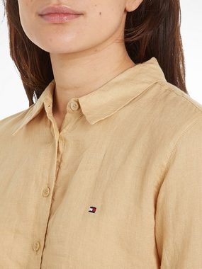 Tommy Hilfiger Hemdbluse LINEN RELAXED SHIRT LS mit Logostickerei auf der Brust