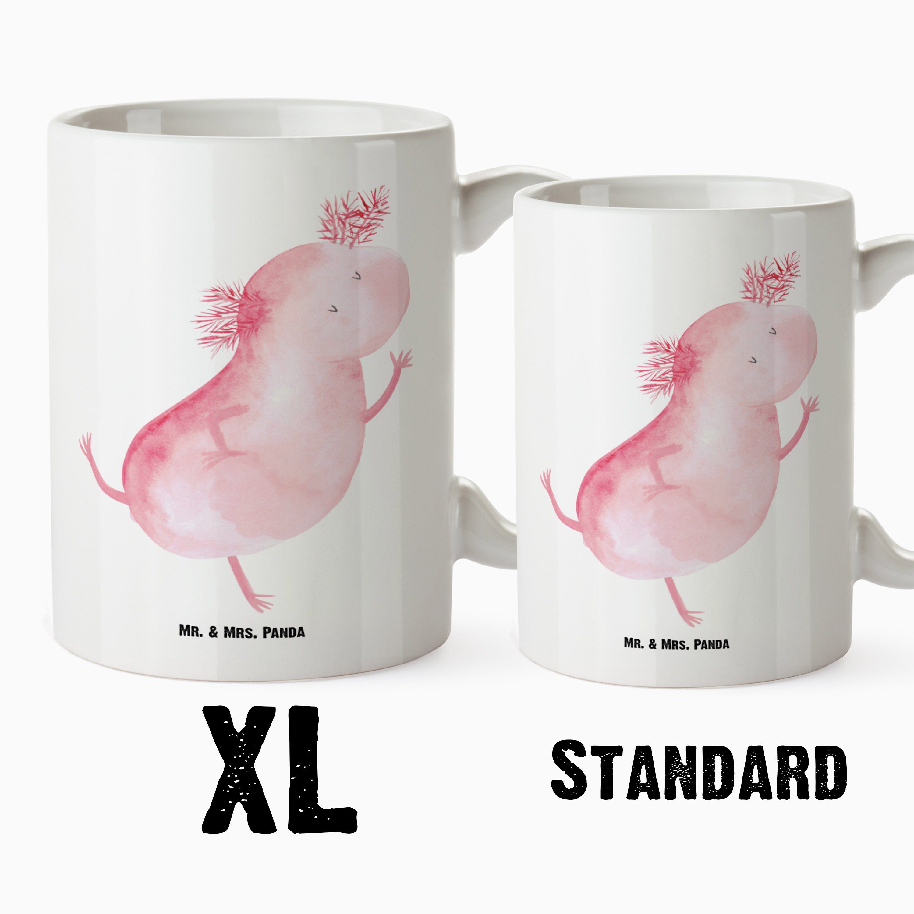 tanzt XL - Tasse Becher, Panda Weiß Molch, Gros, Geschenk, & Keramik Tasse XL - Mr. Schwanzlurch, Axolotl Mrs.