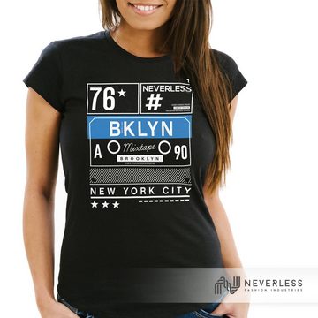 Neverless Print-Shirt Damen T-Shirt Mixtape Kassette Brooklyn New York City Remix Slim Fit Neverless® mit Print