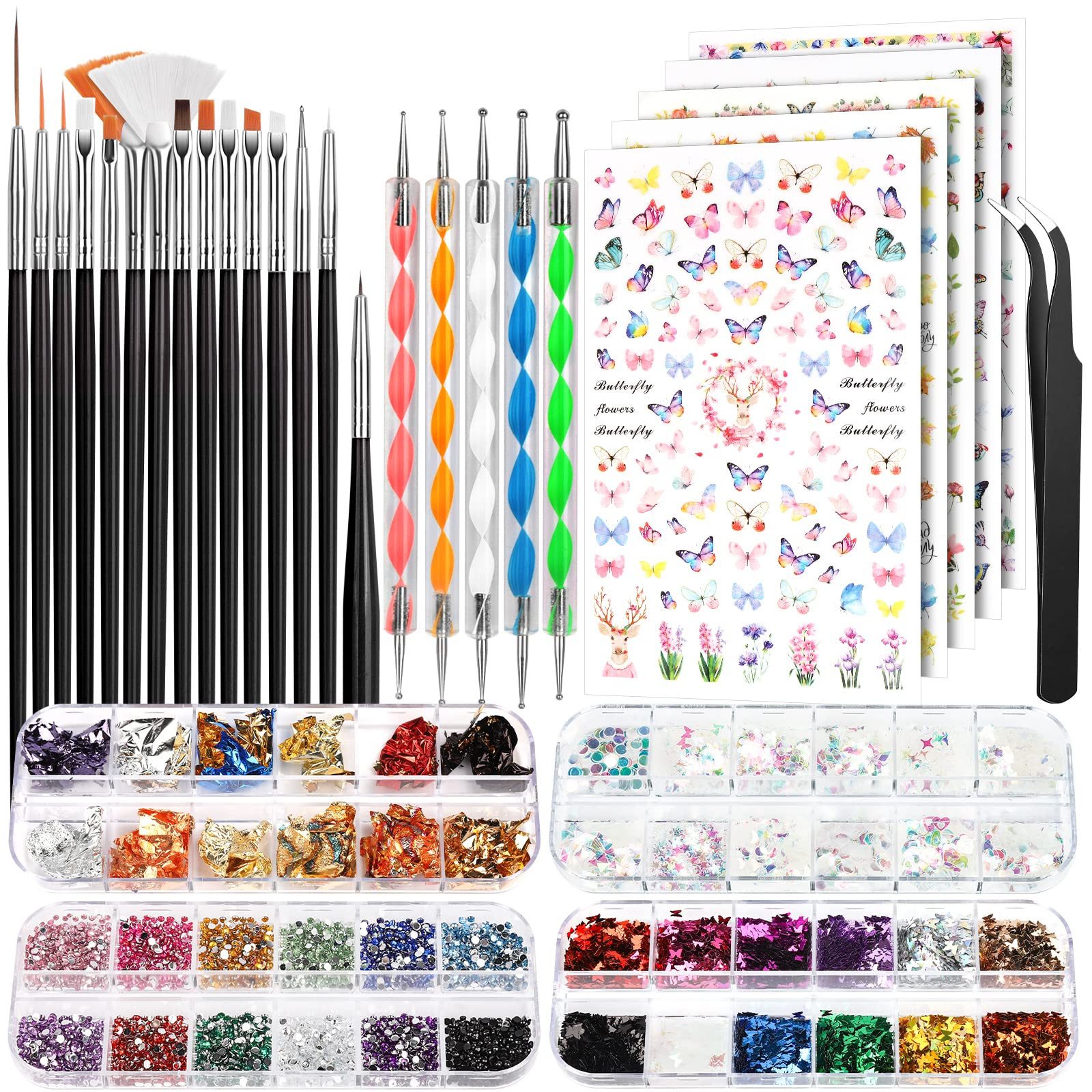 SURFOU Nageldesign Zubehör Nageldesign Zubehör Nail Art Neonail Set Nagel Pinsel für Gelnägel, Nägel Zubehör, Nailart, Acryl Pinsel für Nägel, Nagelpinsel