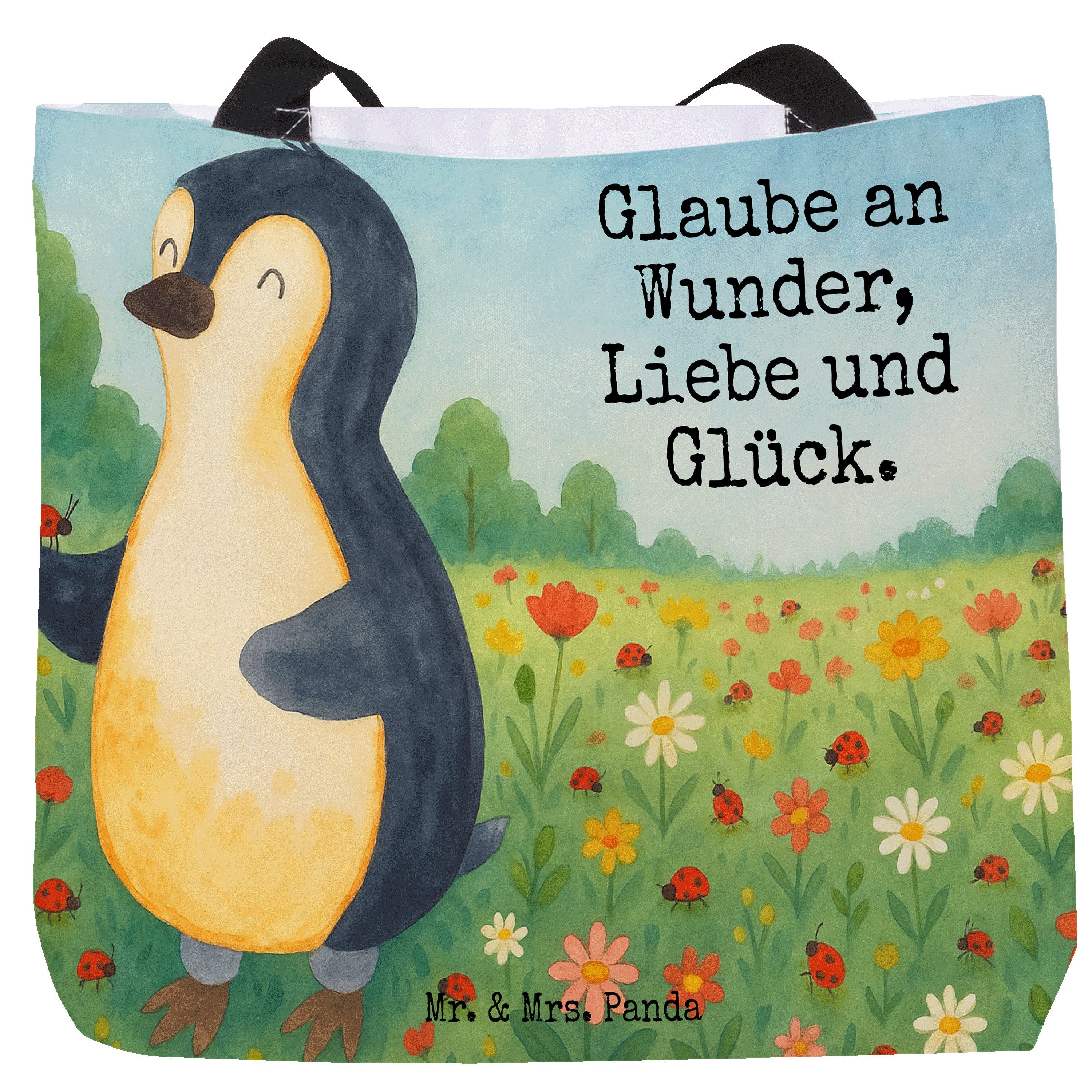 Shopper Pinguin Marienkäfer Design, Reisetasche, Weiß, Reisetasche, Glück, Sc