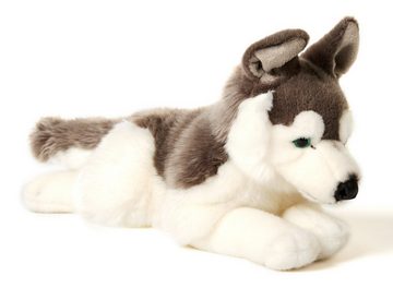 Uni-Toys Kuscheltier Husky grau, liegend - 43 cm (Довжина) - Plüsch-Hund - Plüschtier, zu 100 % recyceltes Füllmaterial