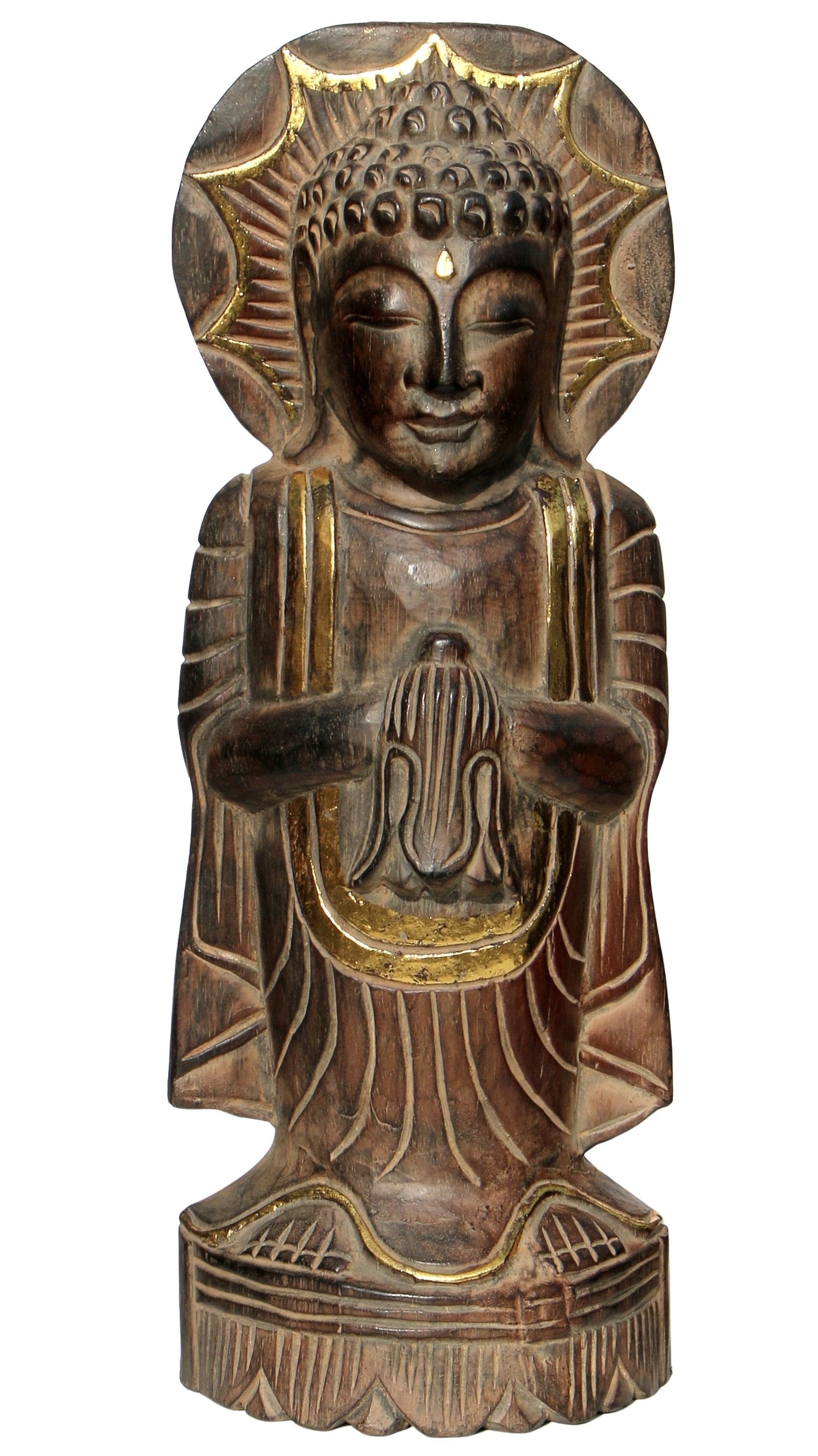 Wogeka Buddhafigur 50 cm Meditation Buddha Sonne Holz-Figur Statue Asien Feng Shui