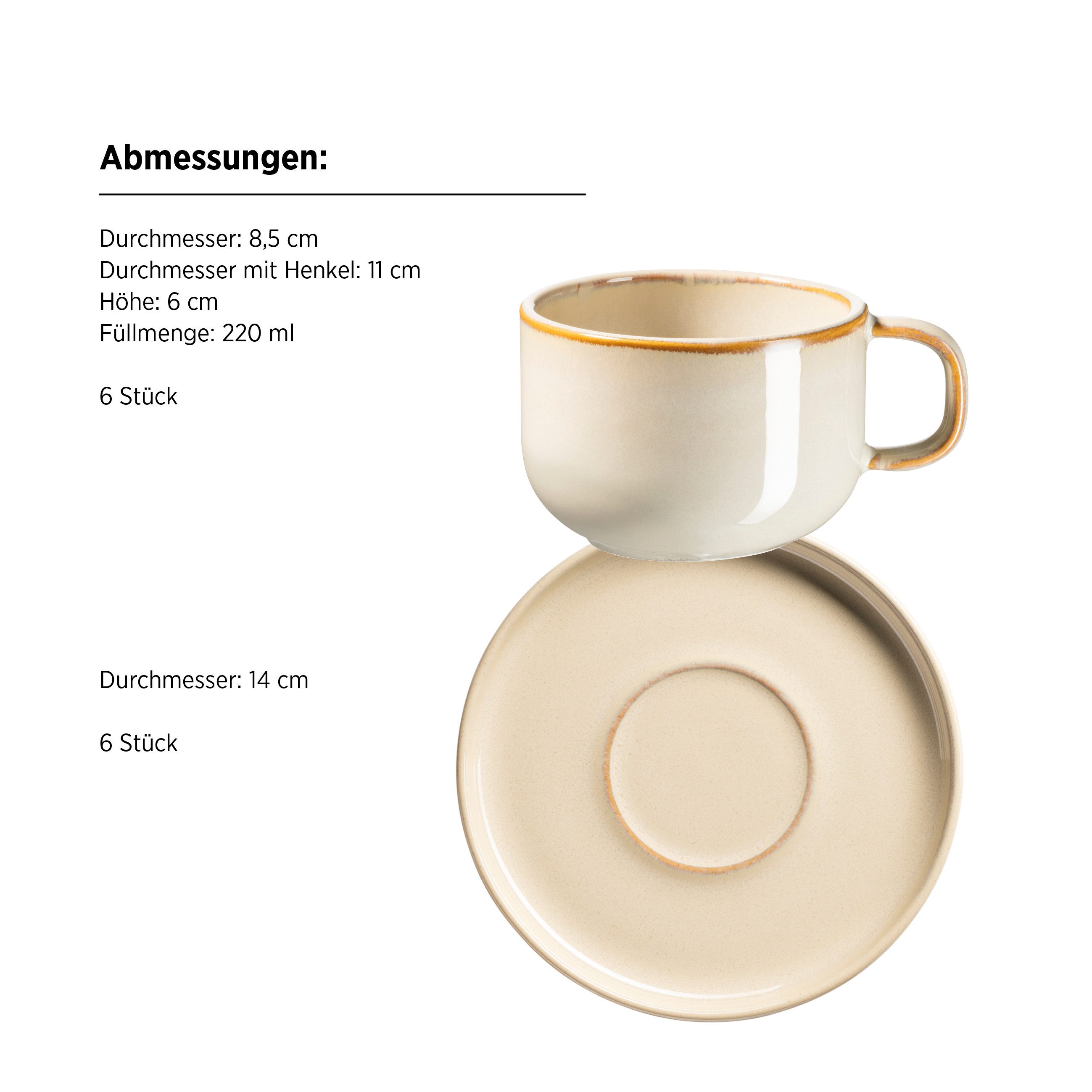 MÄSER Tasse Cordelia, 12-tlg., Steinzeug