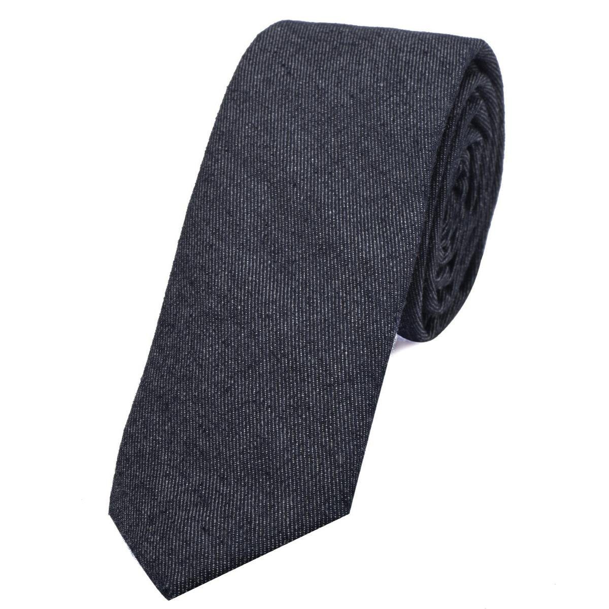 DonDon Krawatte Herren Krawatte 6 cm einfarbig kariert und gepunkt (Packung, 1-St., 1x Krawatte) Baumwolle, verschiedene Muster, für Büro oder festliche Veranstaltungen jeans-dunkelblau