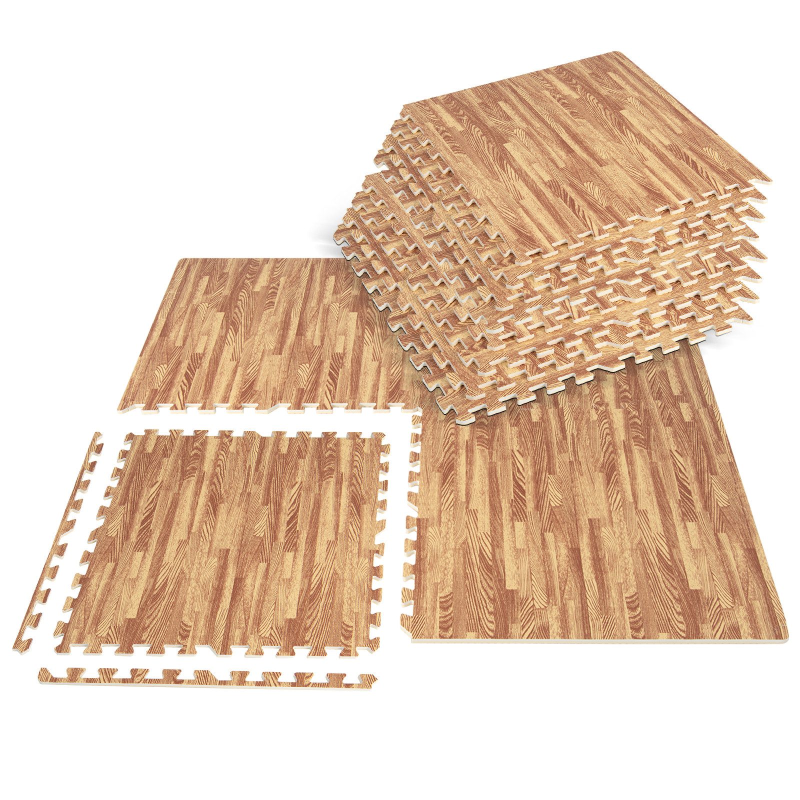 COSTWAY Bodenschutzmatte, 12-St., inkl. Randstück, aus Eva, 61x61cm