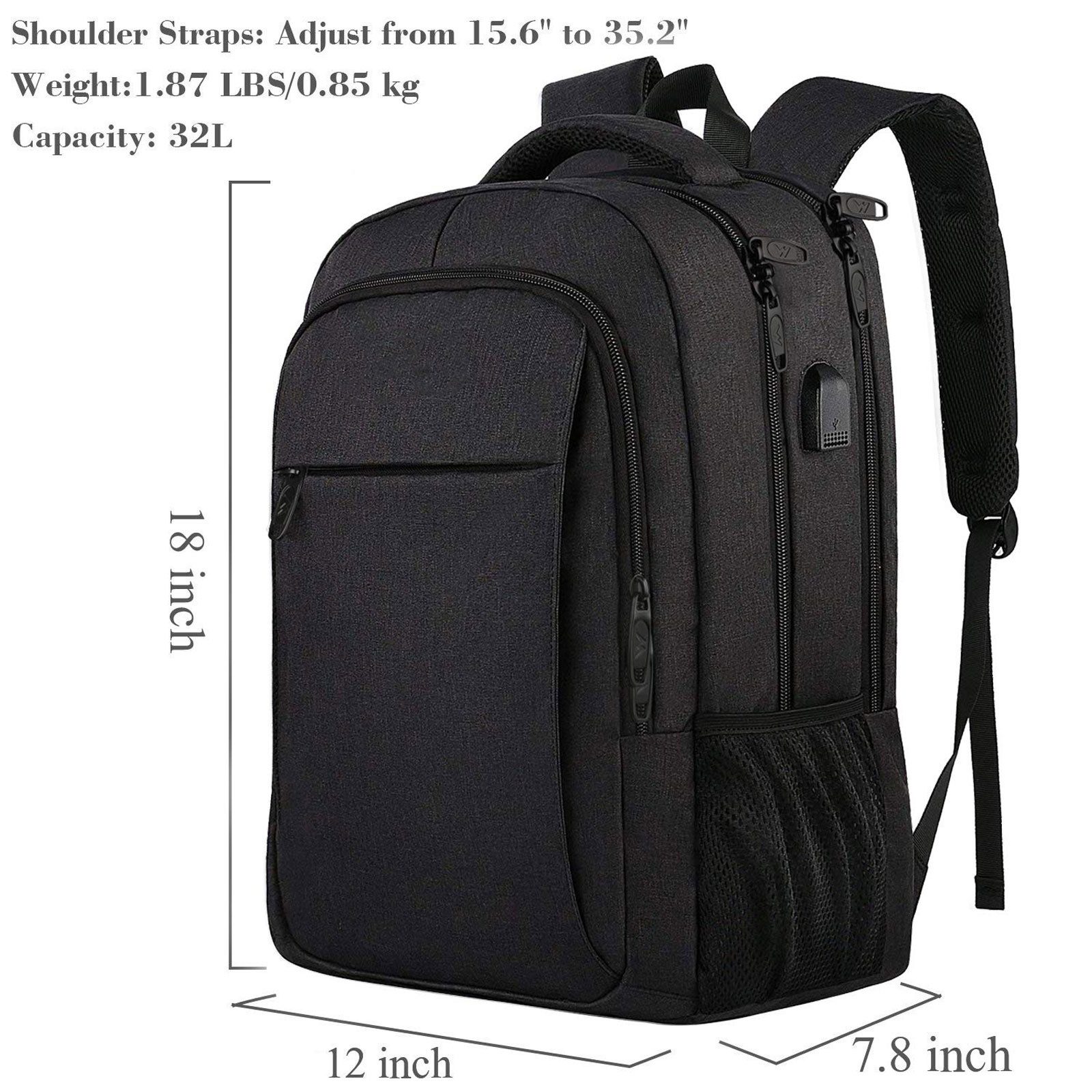 HAUSS SPOLE Rucksack Laptop Rucksack Schulrucksack Wasserbeständig Laptoptasche (Laptop Notebook Tasche Schule Uni Rucksack, mit USB-Lade-Anschluss, Anti-Diebstahl, Backpack mit Laptopfach), Herren Damen Jungen Teenager Freizeit Arbeit Business Reisen