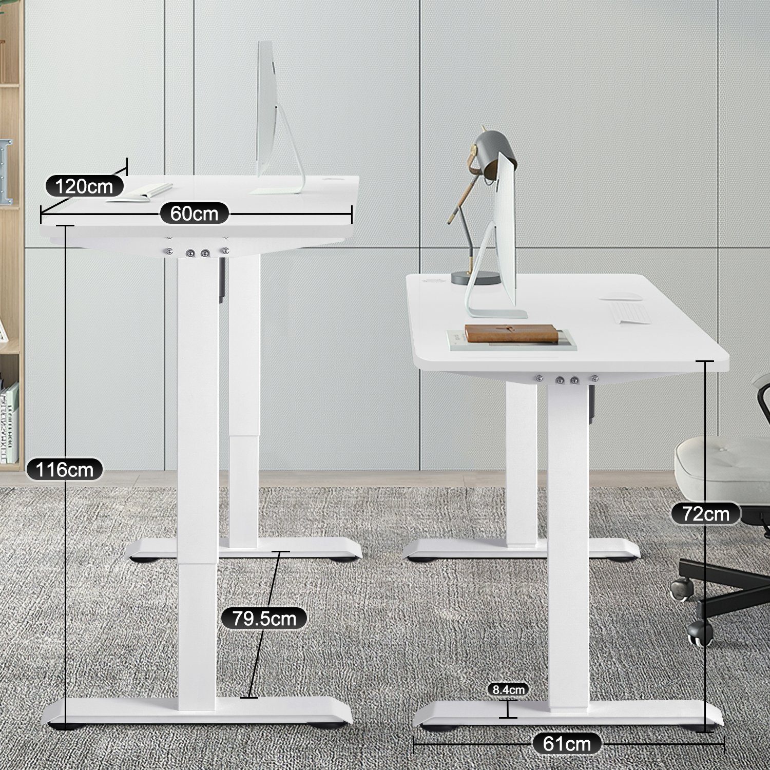 HOMALL Schreibtisch Eine Weiß Höhenverstellbarer komplette Tischplatte Schreibtisch elektrisch