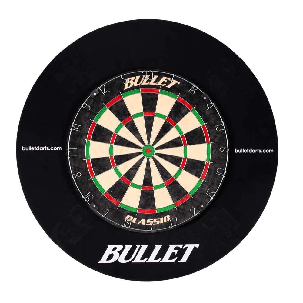 XQMAX Dartscheibe Classic Set, aus Brasilianischem Sisal, mit 6 Steeldarts, Surround Ring und Wurflinie