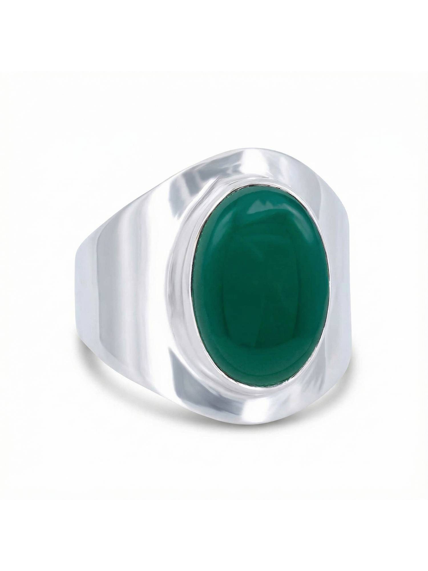 Silberring RAHMAT aus 925 Silber mit grünen Onyx