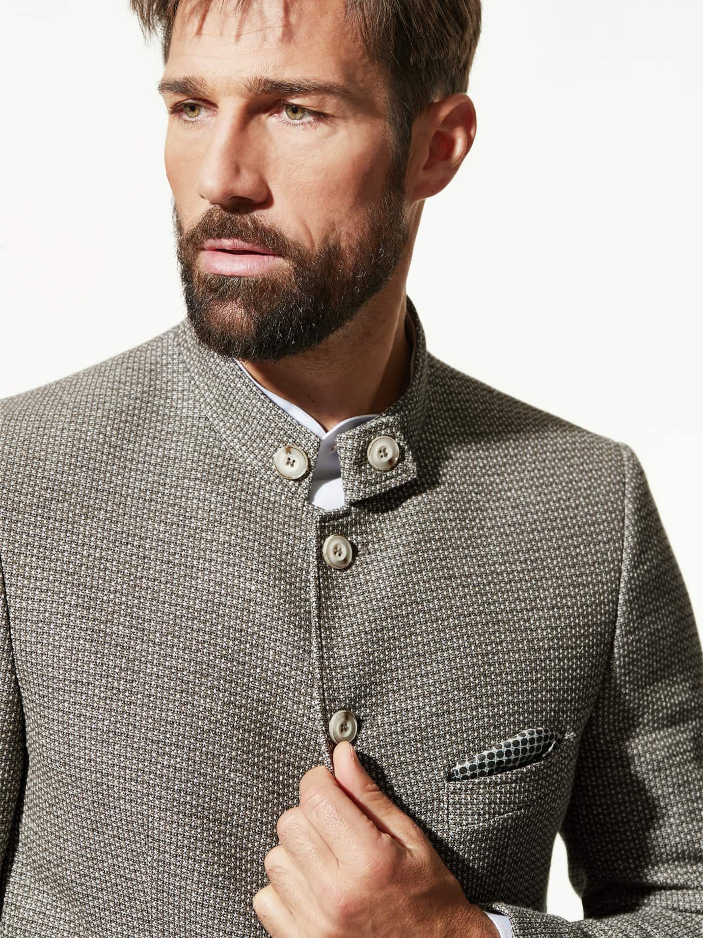 Walbusch Sakko Herren Struktur-Sakko Regular fit Stehkragen, modern – Bild 4 von 5