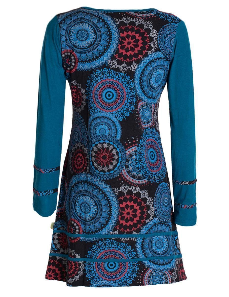 Vishes Jerseykleid Langarm Longshirt-Kleid Sweatkleid Shirt-Kleid Madalas Hippie, Ethno, Elfen, Retro Style – Bild 2 von 5