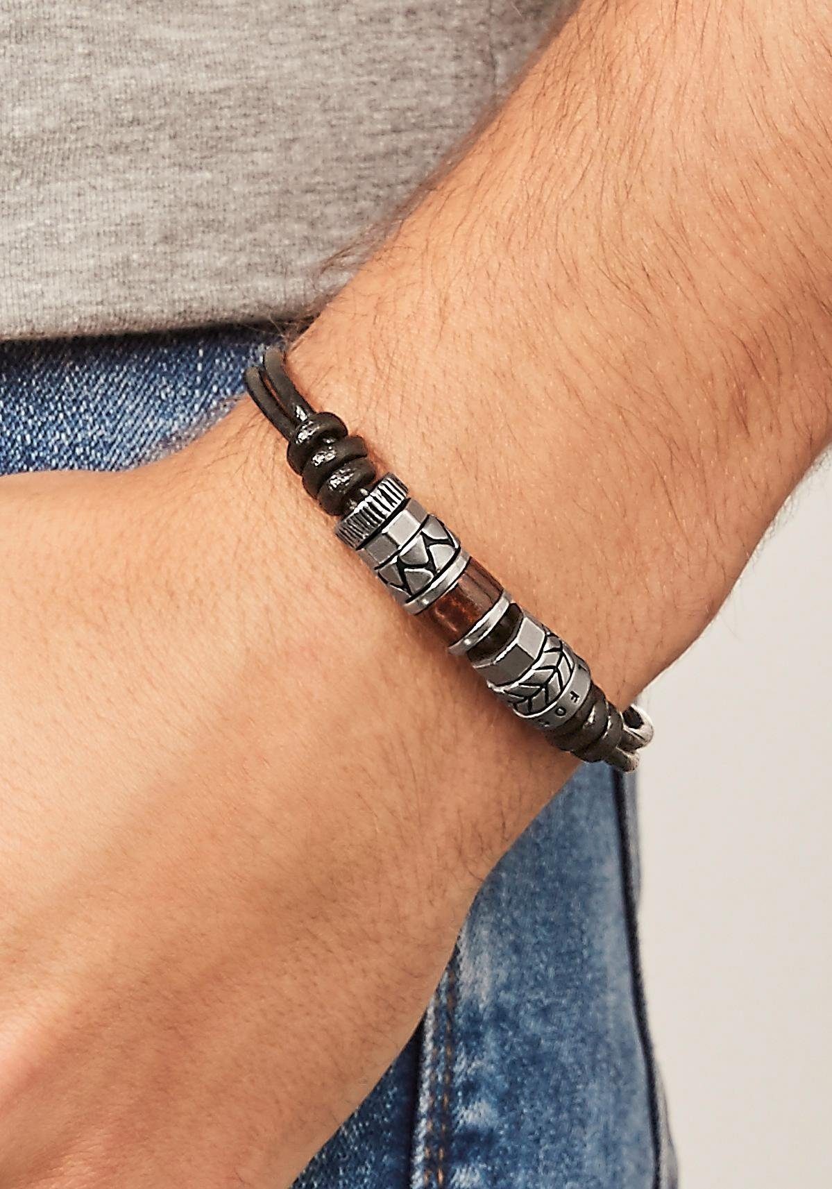 Fossil Armband Schmuck Geschenk Edelstahl Leder Armschmuck