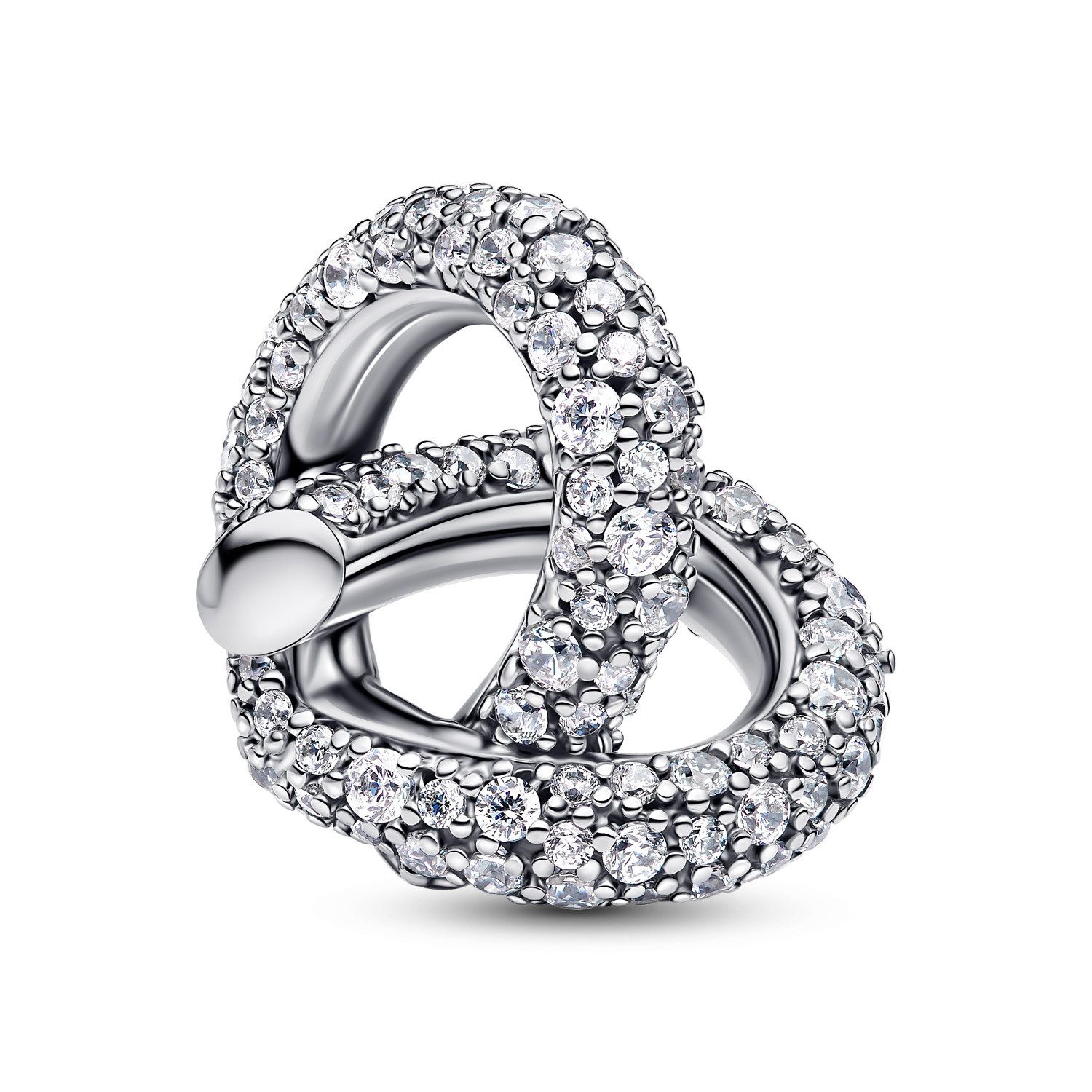 Herzanhänger Charm Silber Pavé Unendlichkeitsknoten Herz