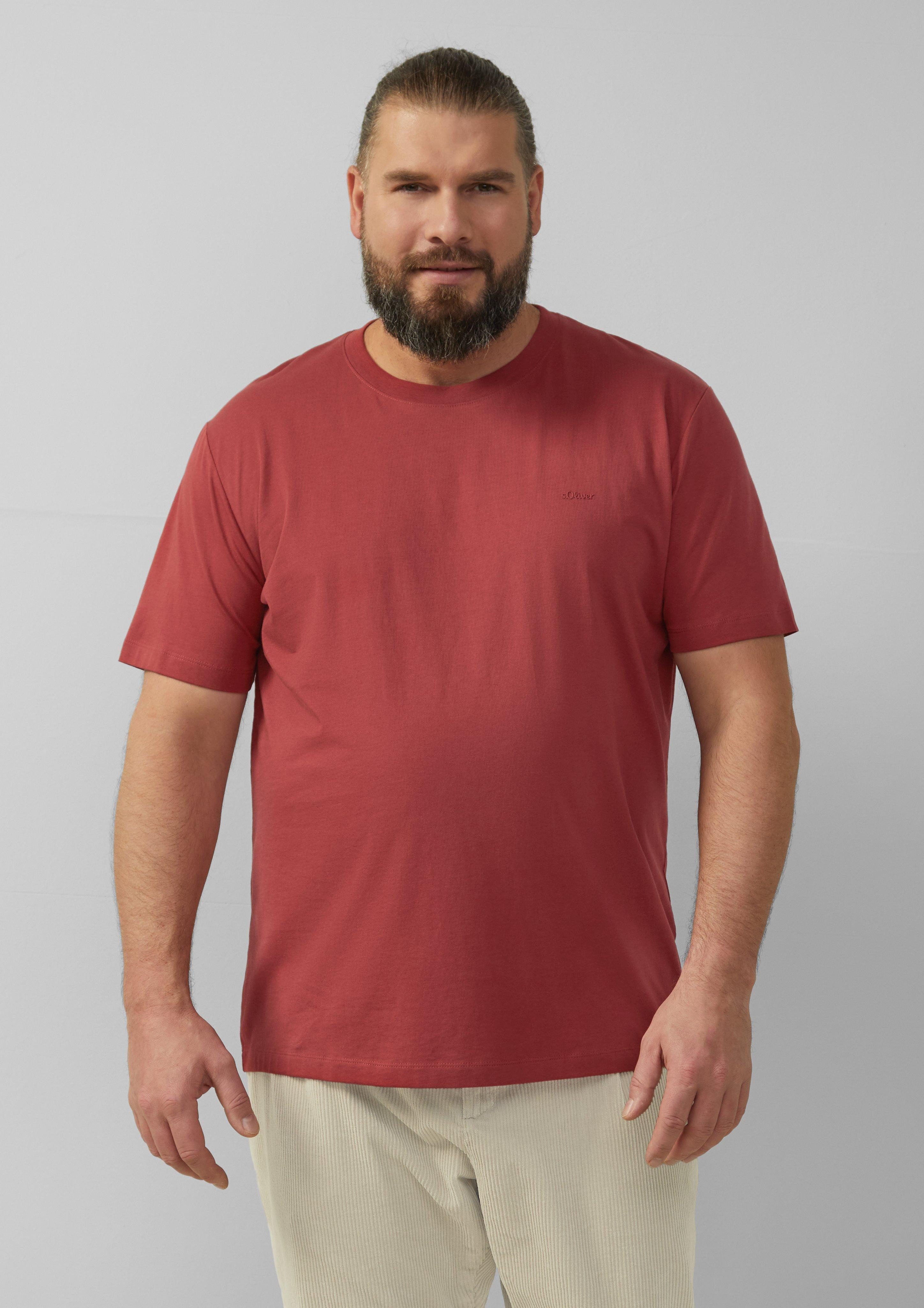 s.Oliver Kurzarmshirt Baumwoll-T-Shirt mit kleinem Logo-Print günstig online kaufen